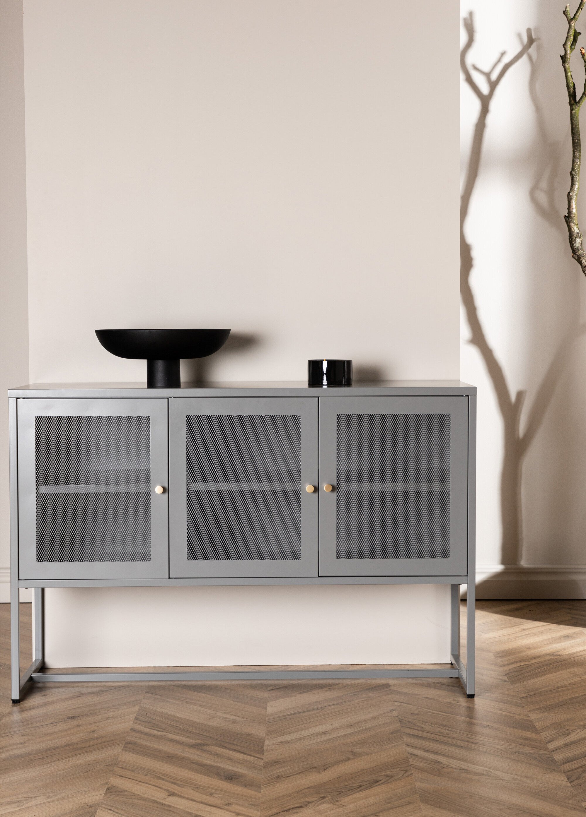 Console à portes grillagées, moyen GRIS VEN-15624-255 SI1