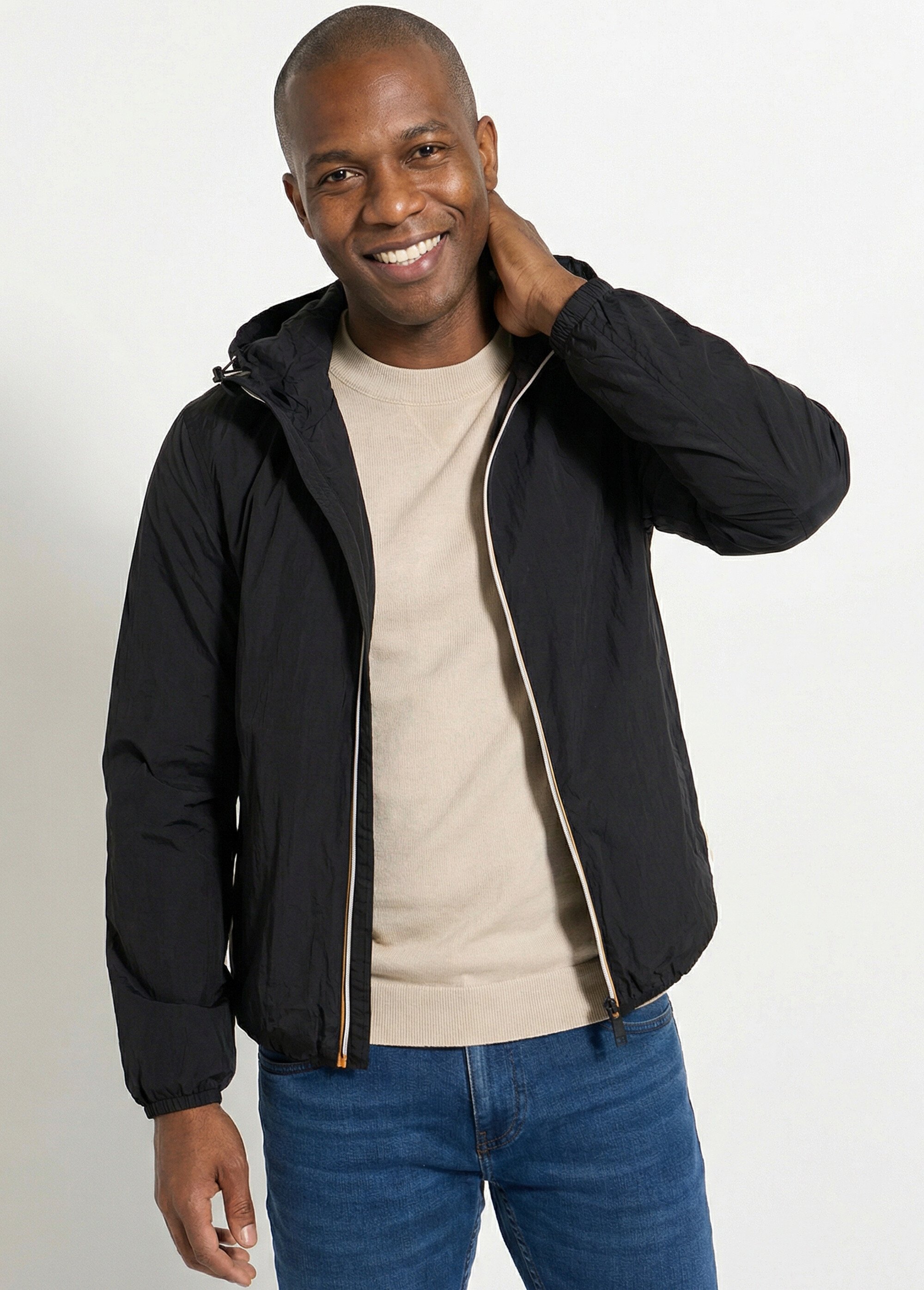 Coupe-vent déperlant avec capuche Homme Noir KYM5244 MV1