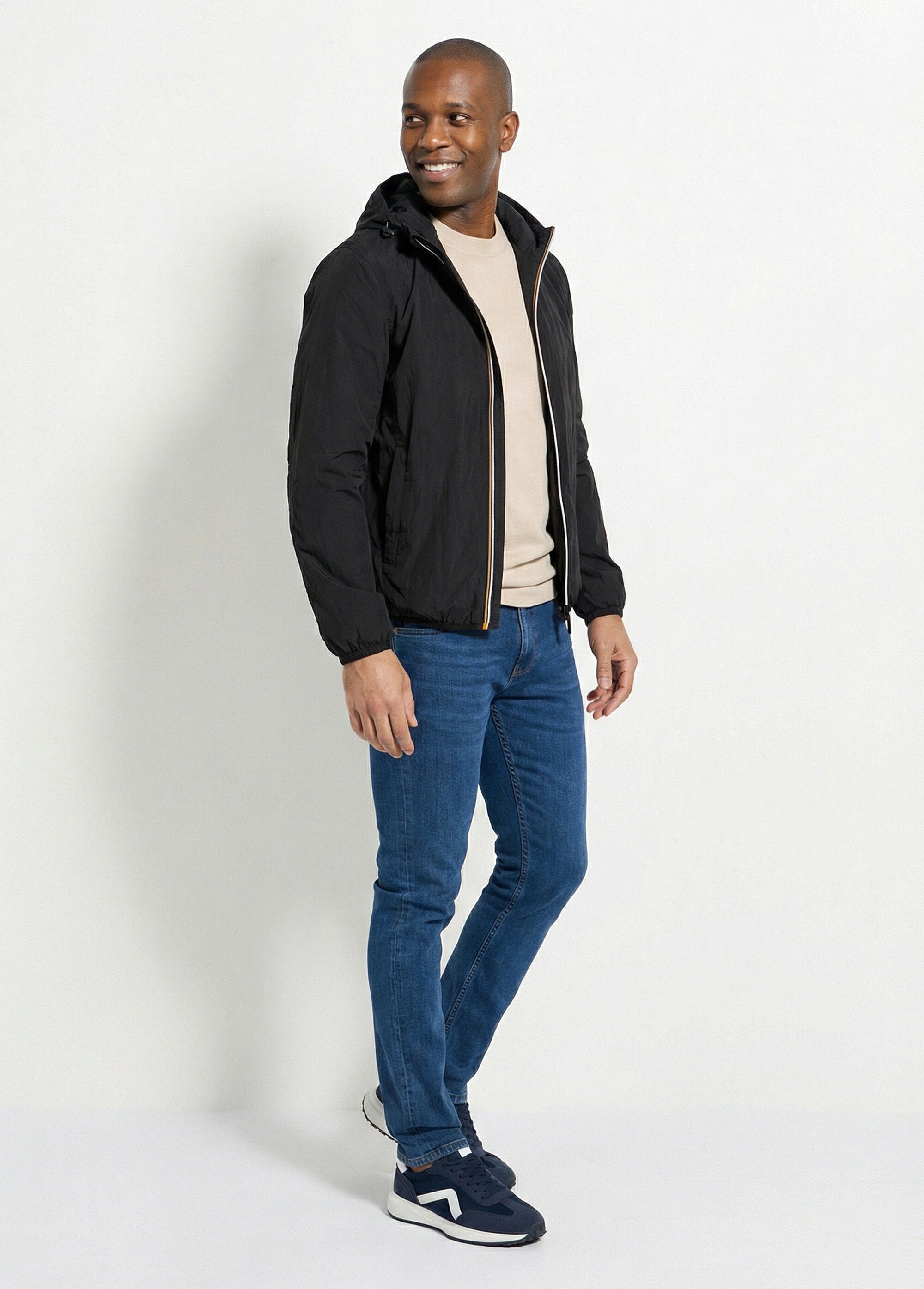 Coupe-vent déperlant avec capuche Homme Noir KYM5244 SF1