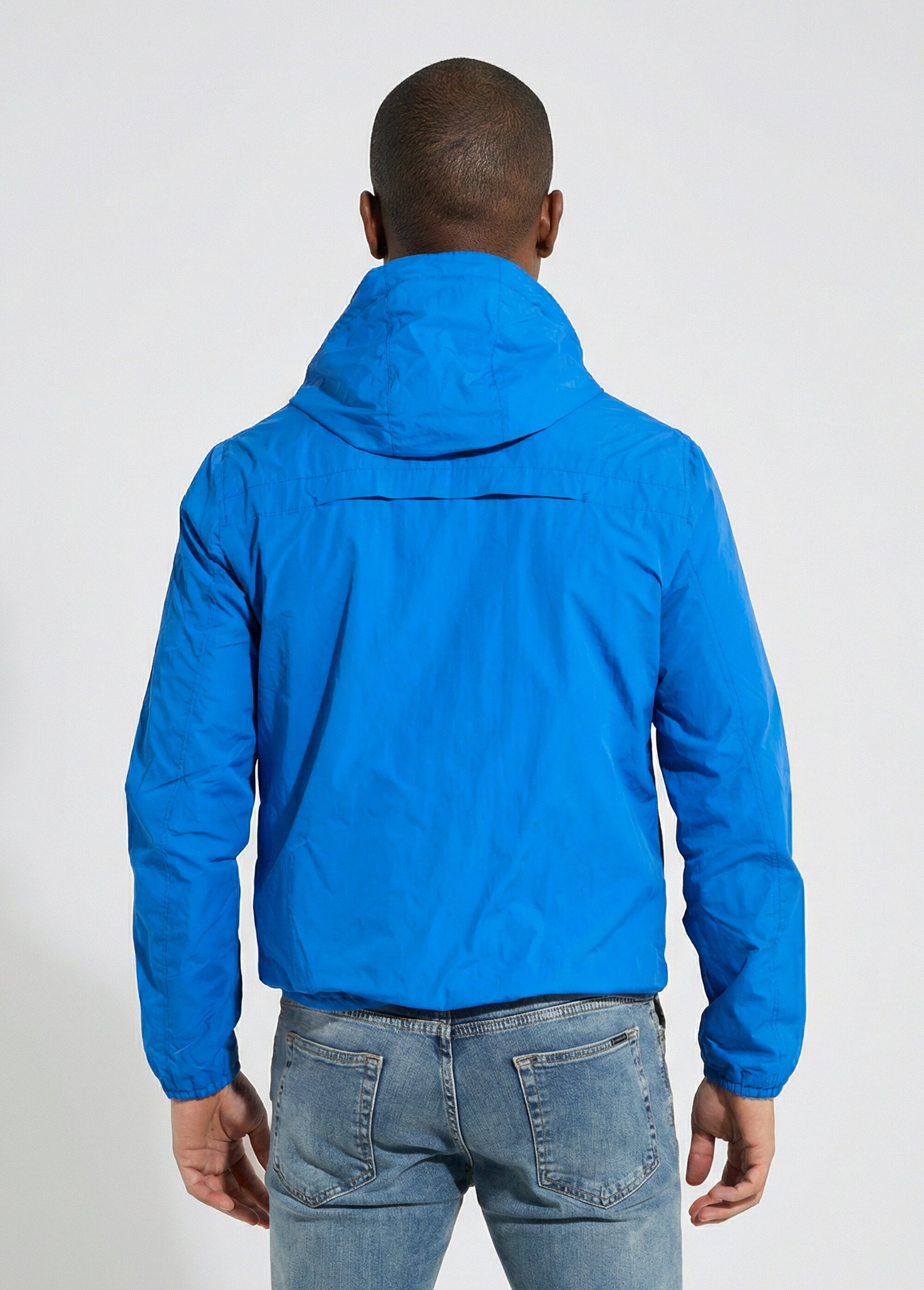 Coupe-vent déperlant avec capuche Homme Bleu KYM5244 DO1
