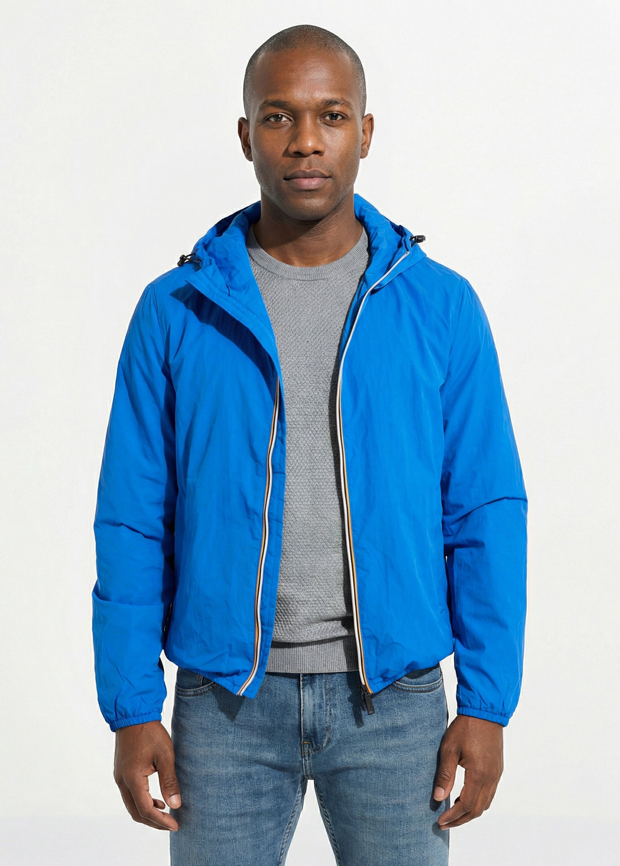 Coupe-vent déperlant avec capuche Homme Bleu KYM5244 FA1
