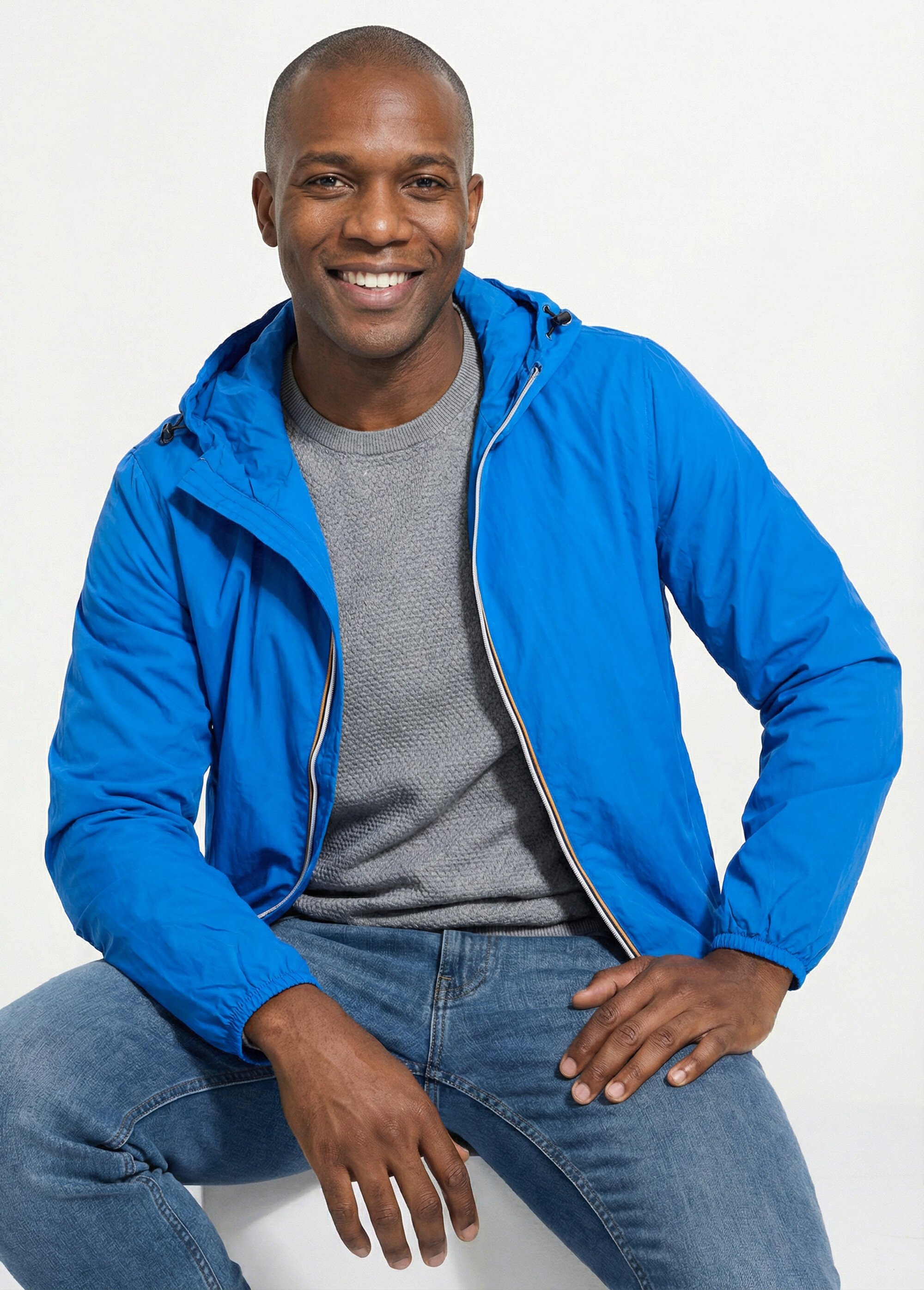 Coupe-vent déperlant avec capuche Homme Bleu KYM5244 MV1