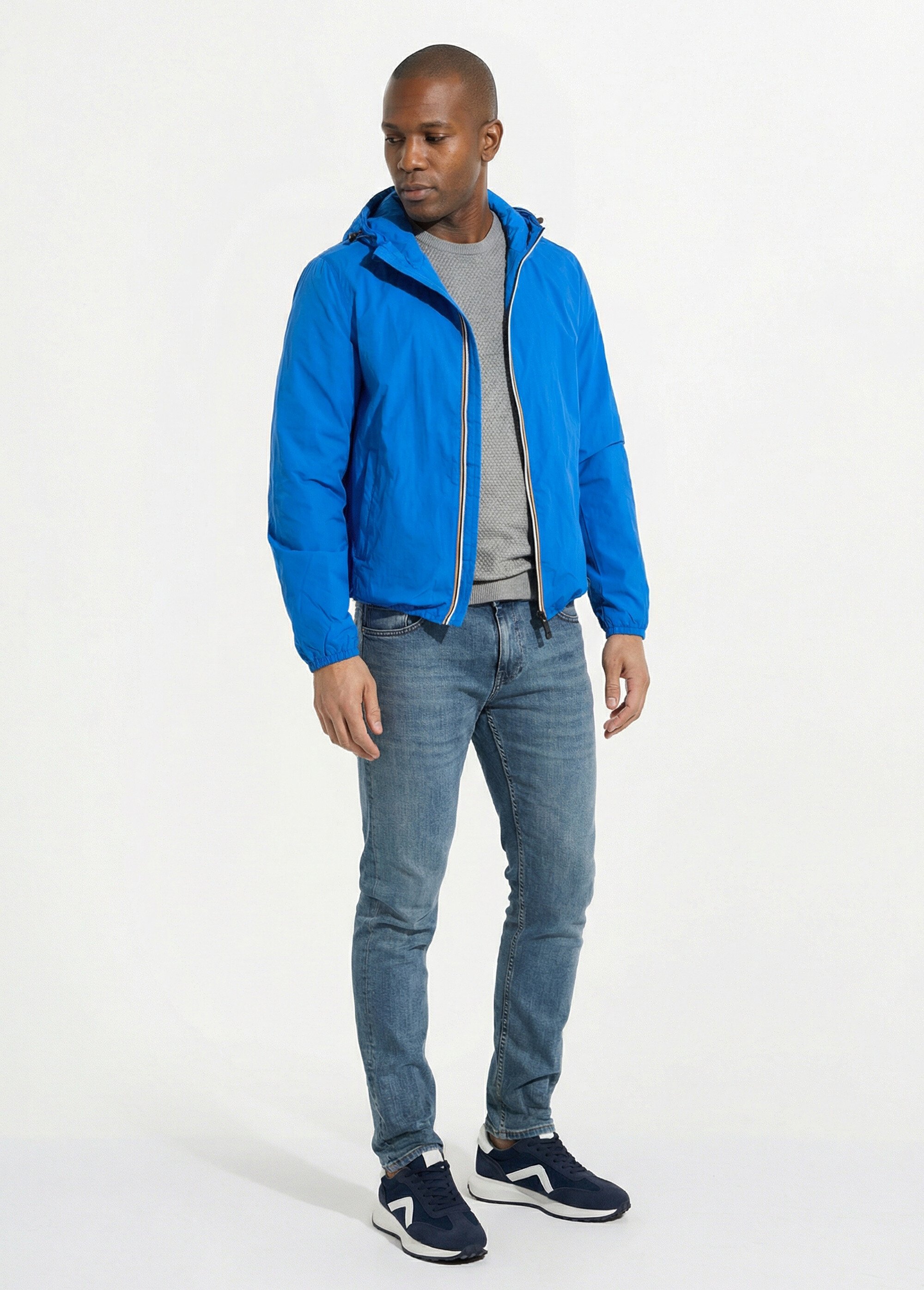 Coupe-vent déperlant avec capuche Homme Bleu KYM5244 SF1