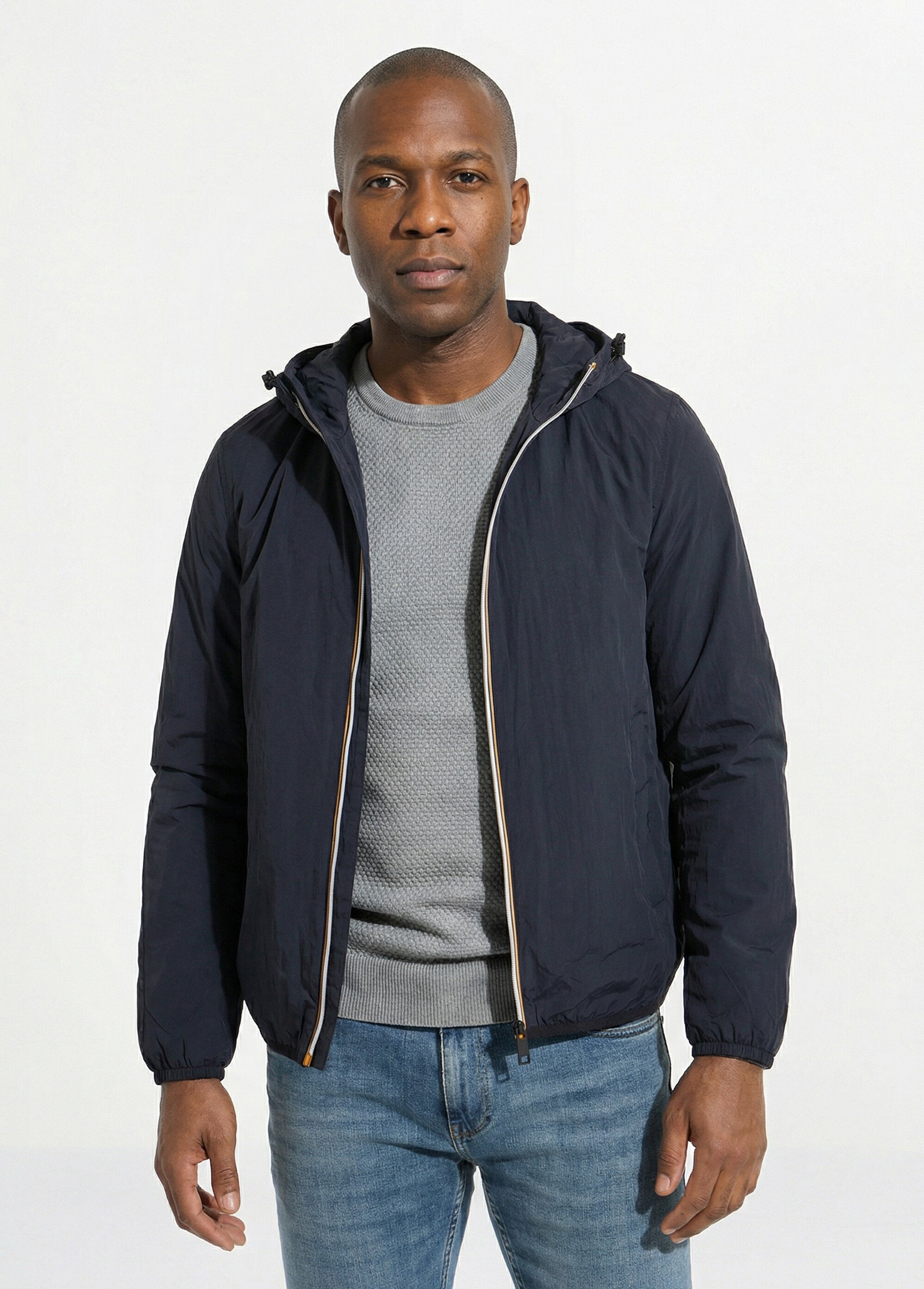 Coupe-vent déperlant avec capuche Homme Bleu KYM5244 FA1