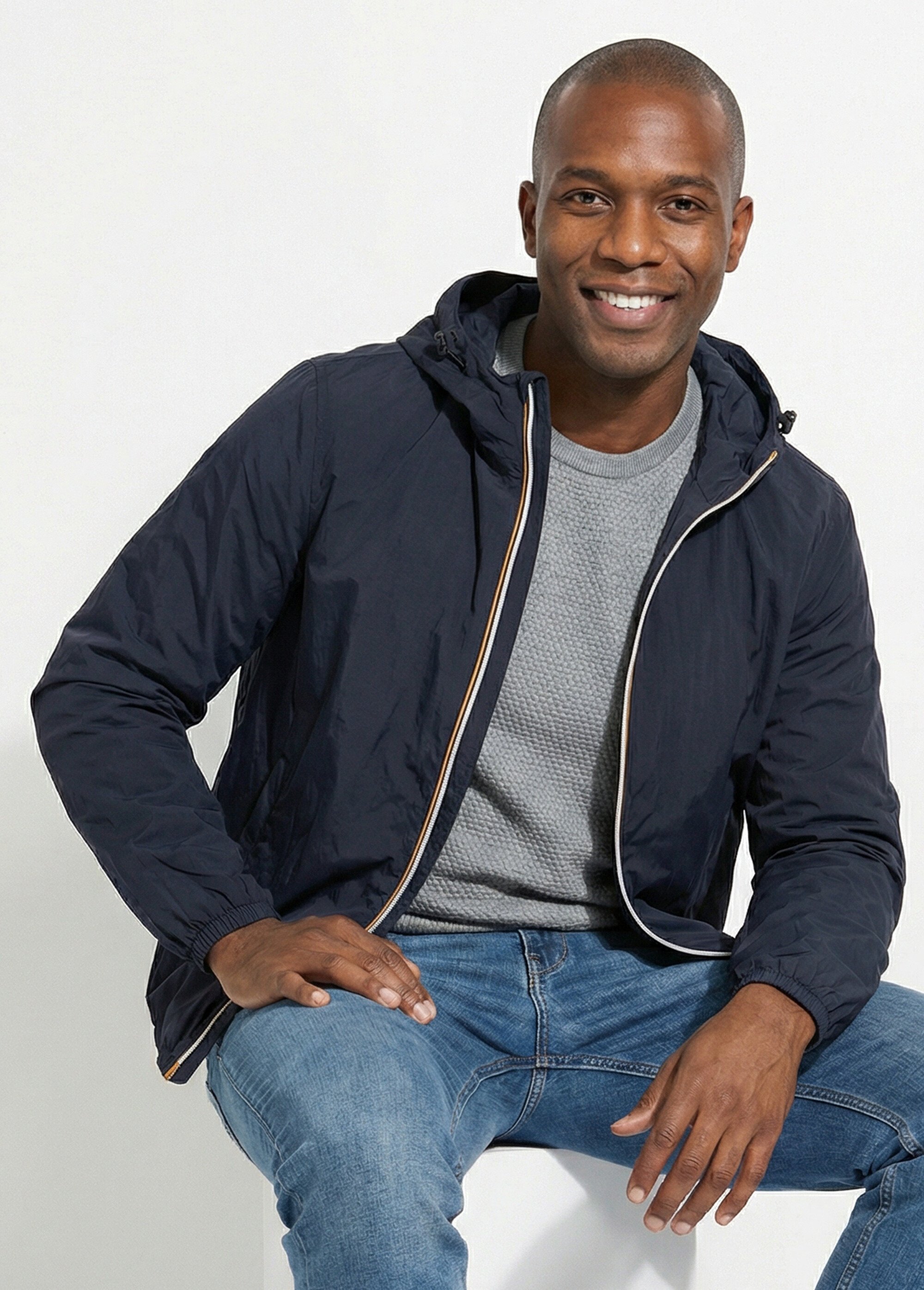 Coupe-vent déperlant avec capuche Homme Bleu KYM5244 MV1