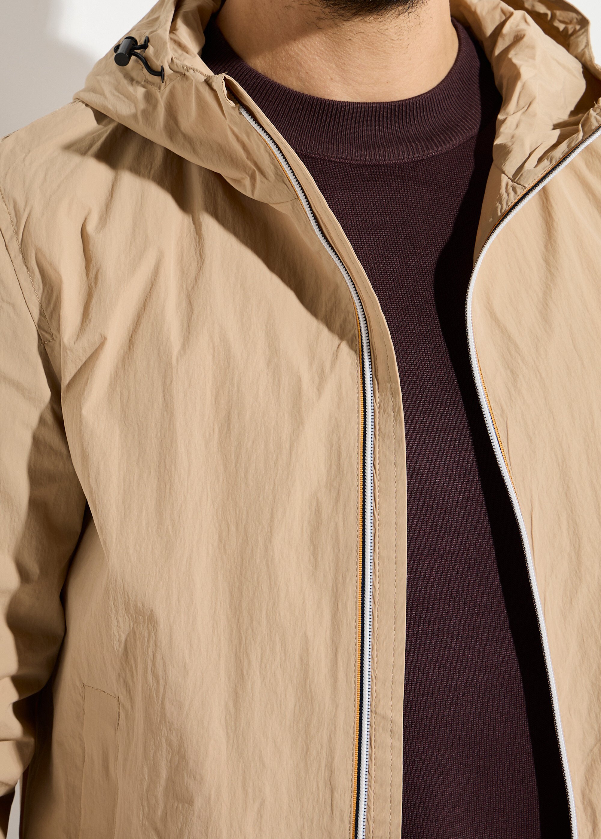 Coupe-vent déperlant avec capuche Homme Beige KYM5244 DE1