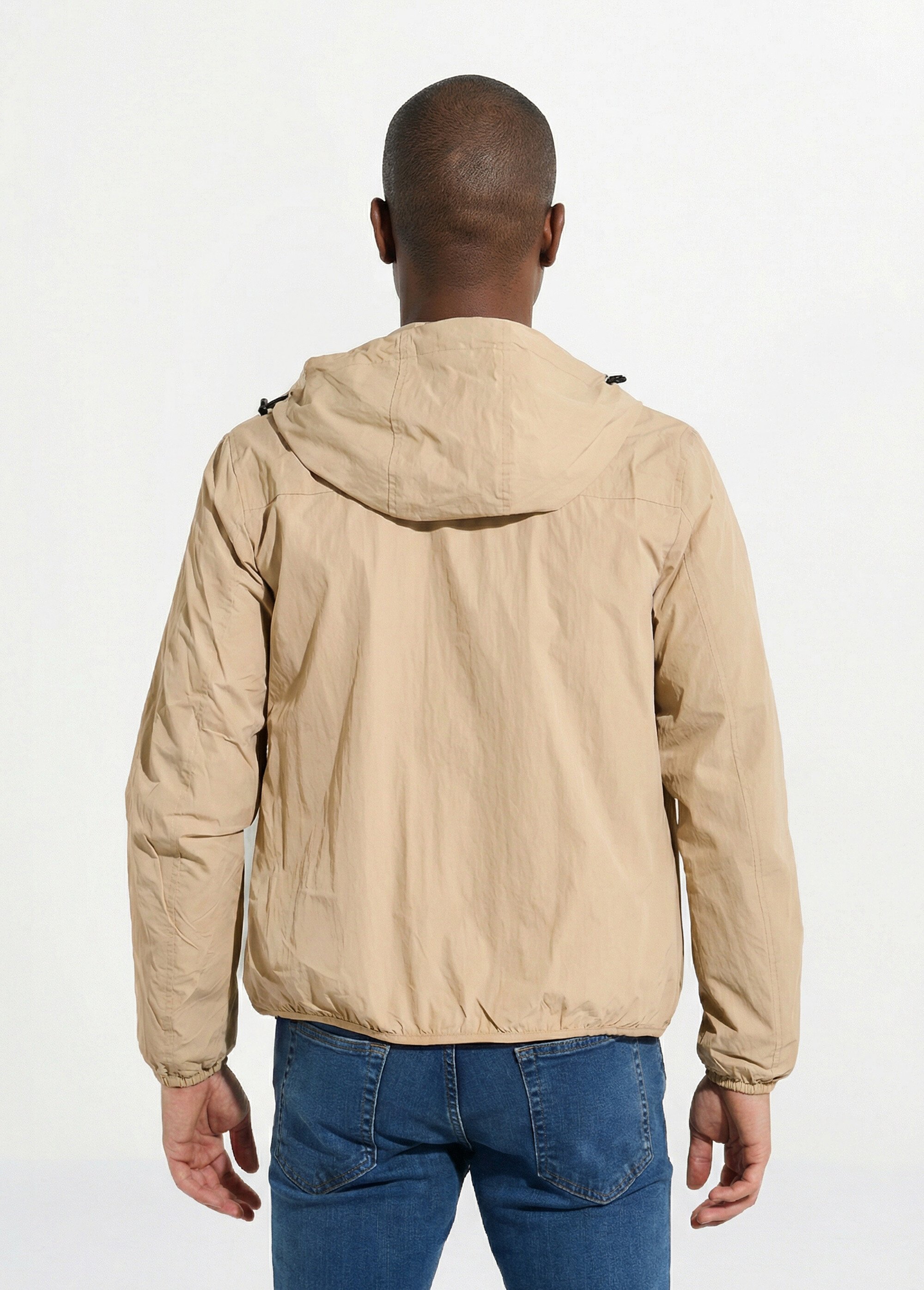 Coupe-vent déperlant avec capuche Homme Beige KYM5244 DO1