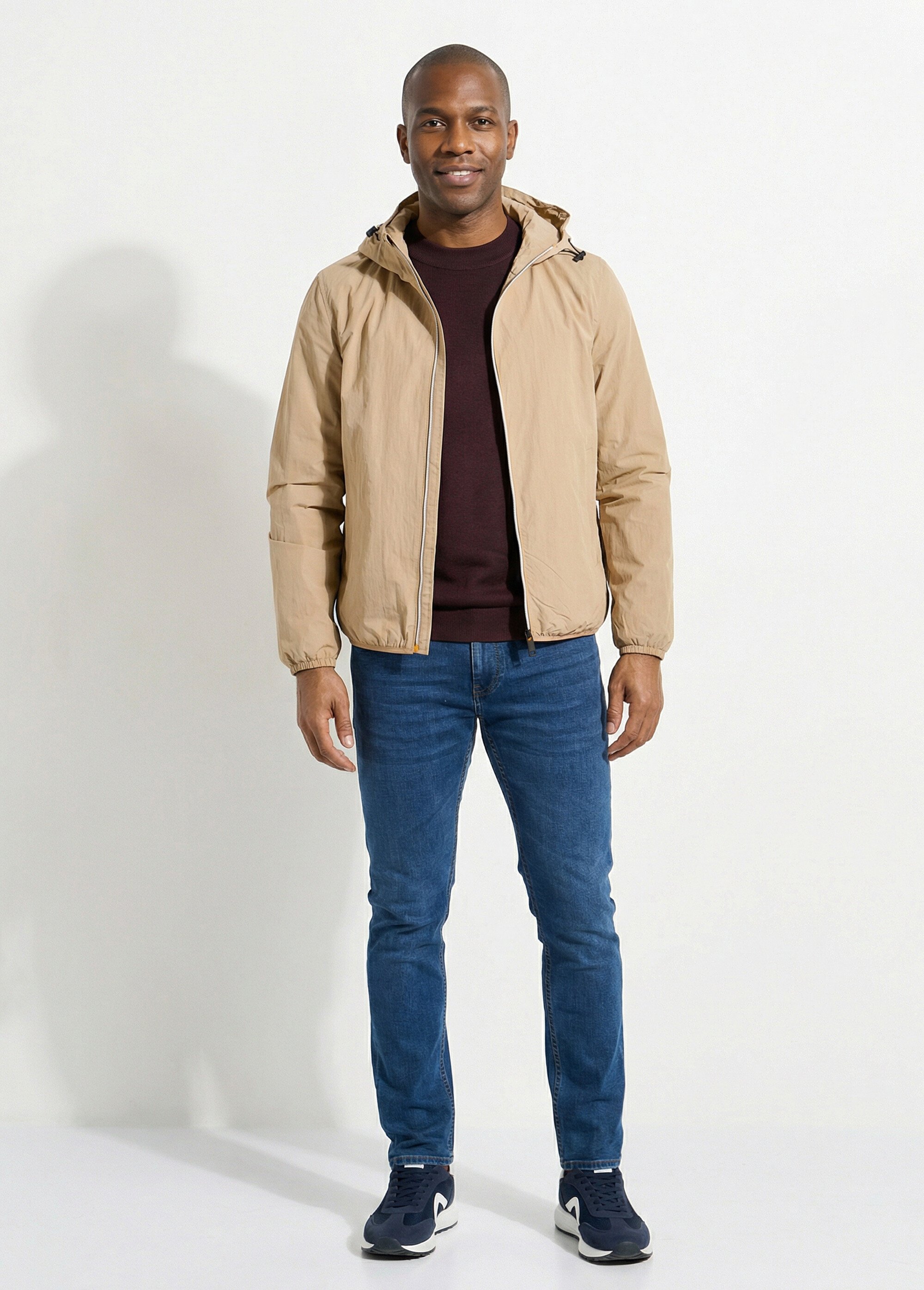 Coupe-vent déperlant avec capuche Homme Beige KYM5244 SF1