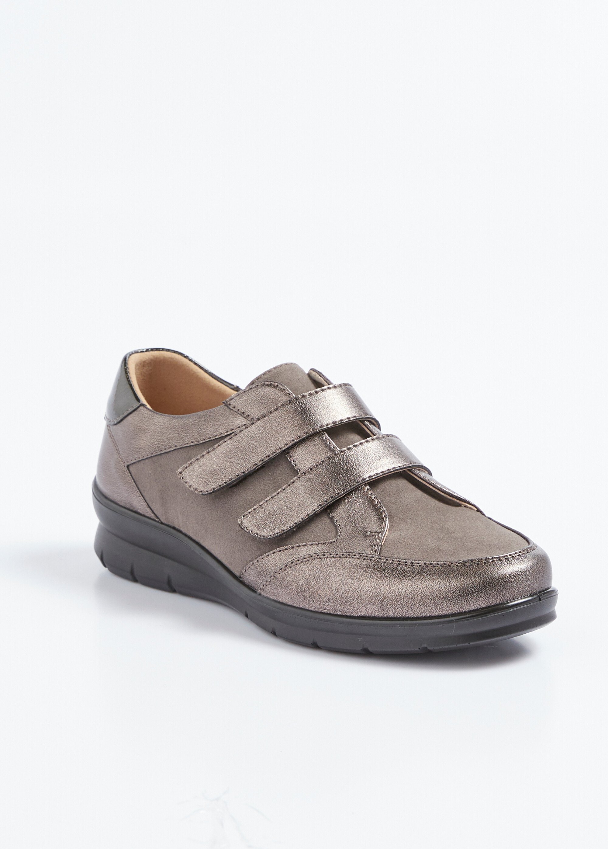 Derbies largeur confort scratchées bi-matière Femme Marron ODIRAMA FA1