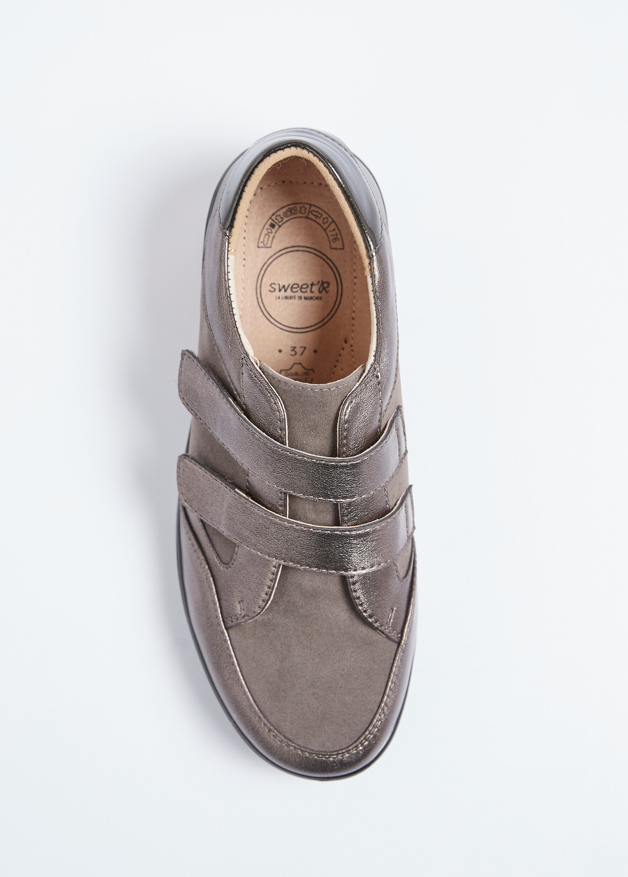 Derbies largeur confort scratchées bi-matière Femme Marron ODIRAMA OV1