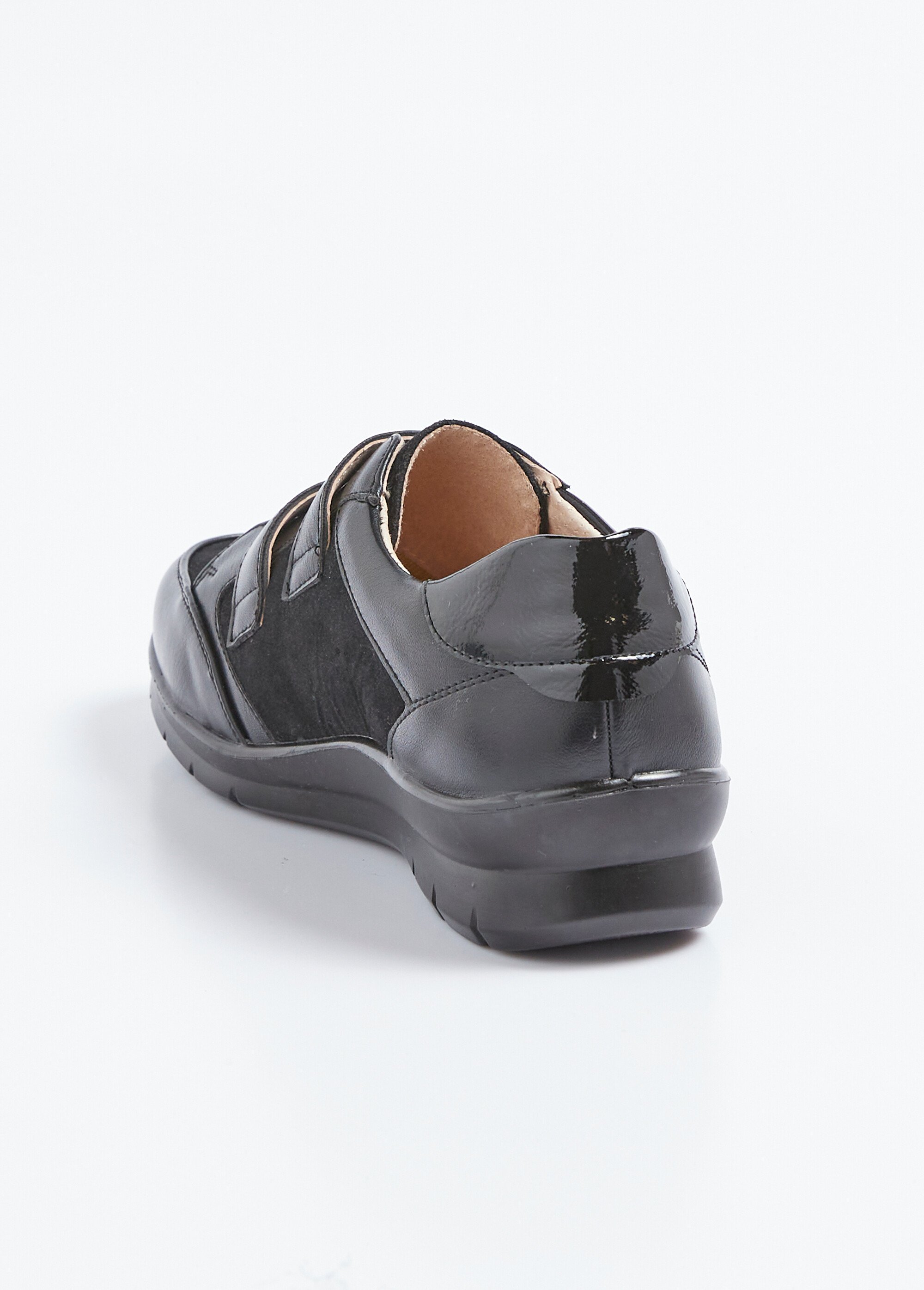 Derbies largeur confort scratchées bi-matière Femme Noir ODIRAMA DO1