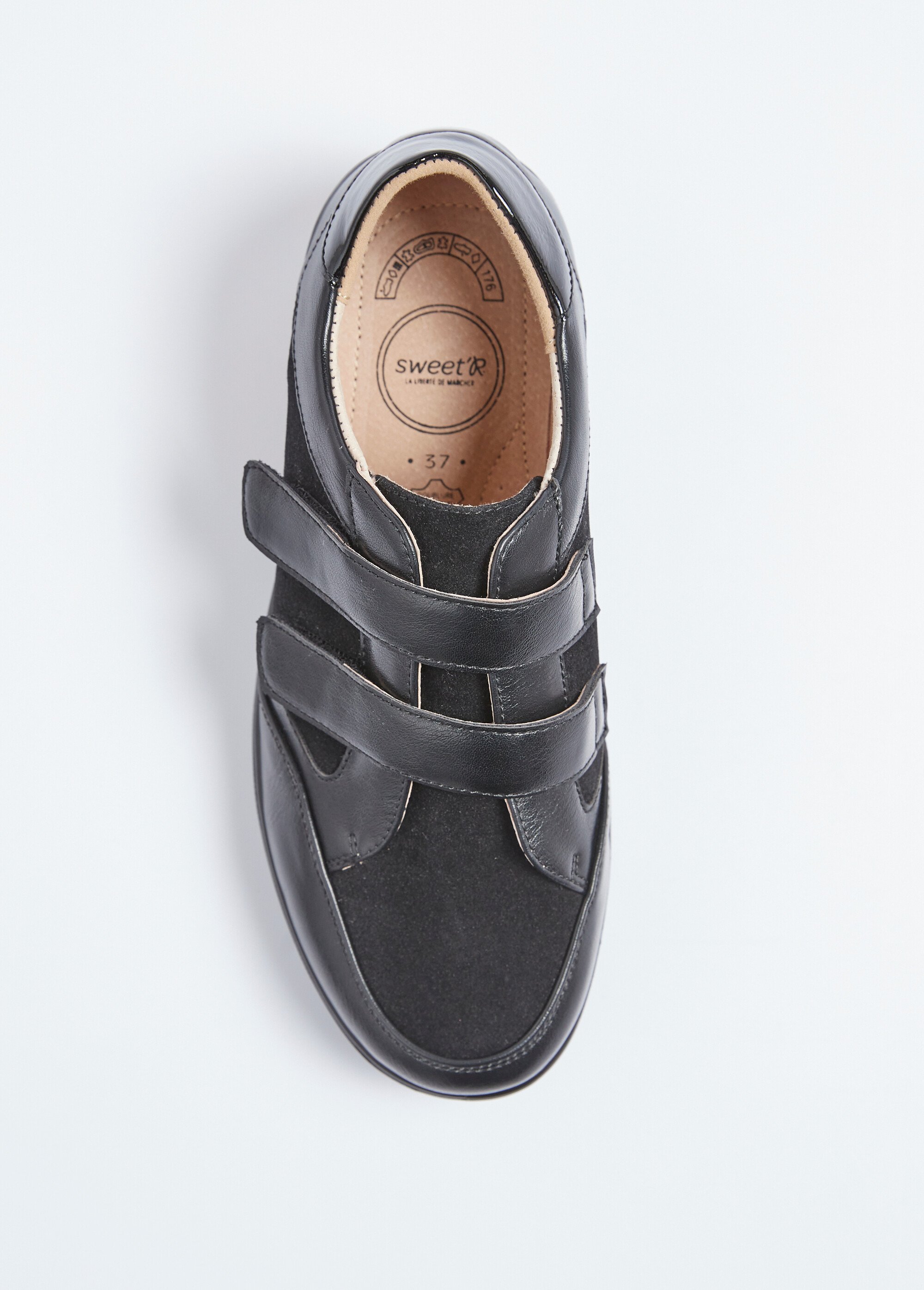 Derbies largeur confort scratchées bi-matière Femme Noir ODIRAMA OV1