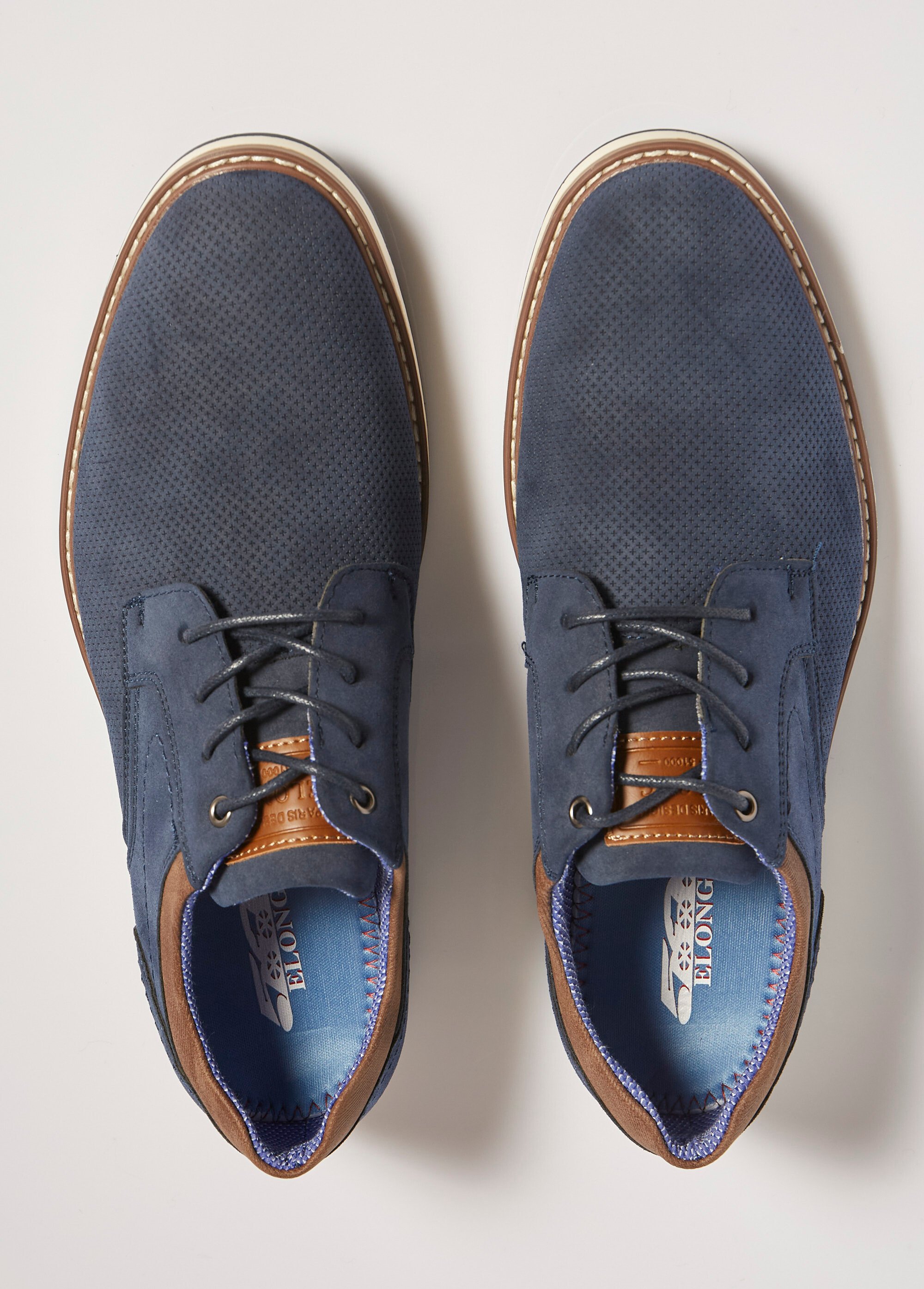Derbys en suédine, style casual chic Homme Bleu ELOEL0850A OV1