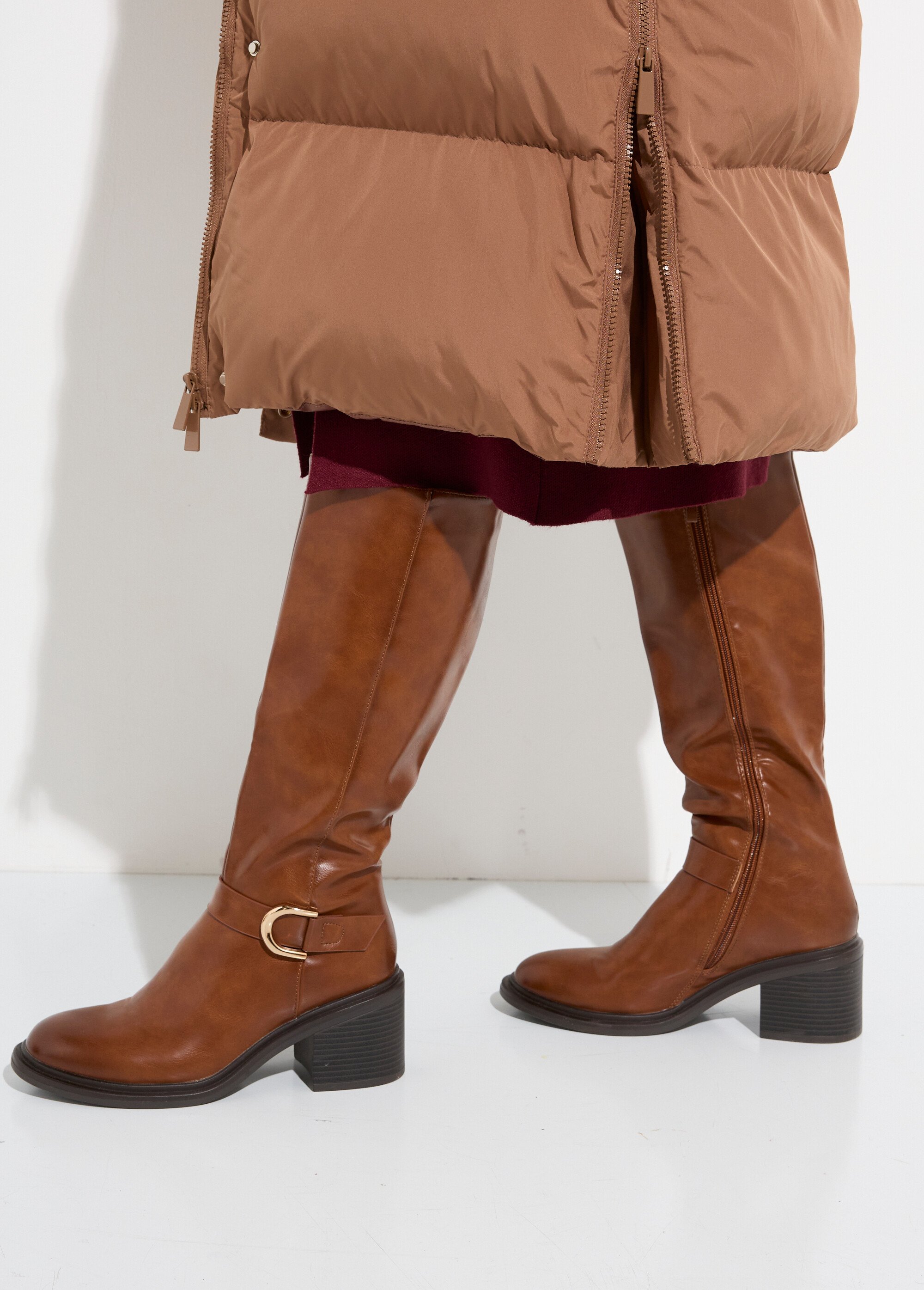 Doudoune extra longue chaude à capuche Femme Marron ATT-AT8389 DE2
