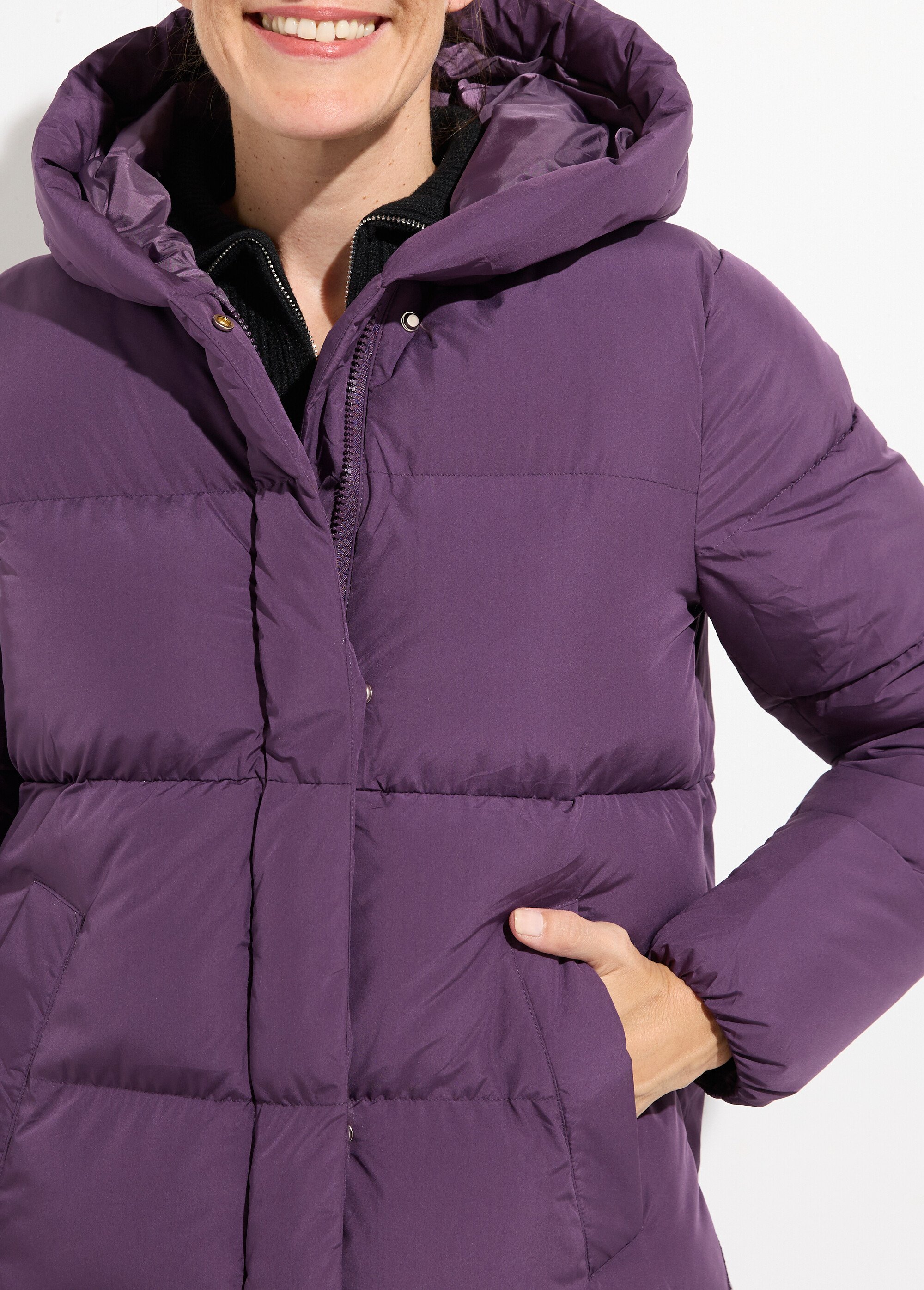 Doudoune extra longue chaude à capuche Femme Violet ATT-AT8389 DE1