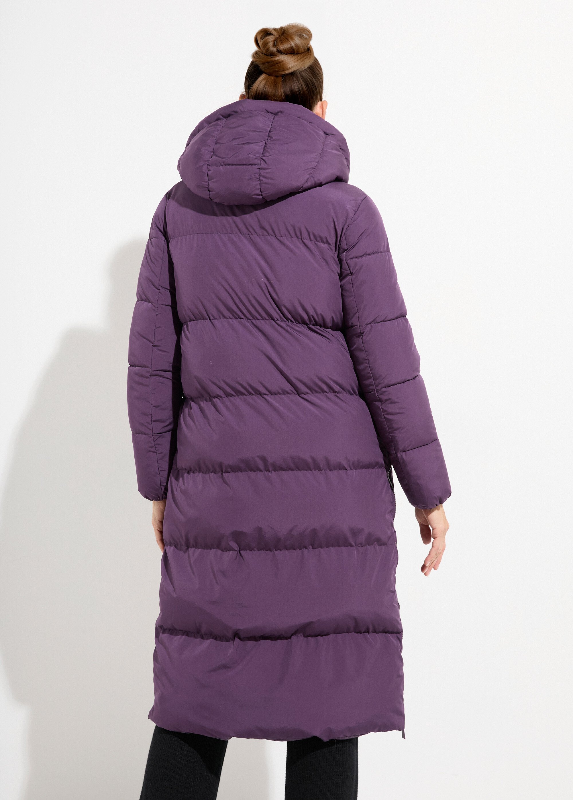 Doudoune extra longue chaude à capuche Femme Violet ATT-AT8389 DO1