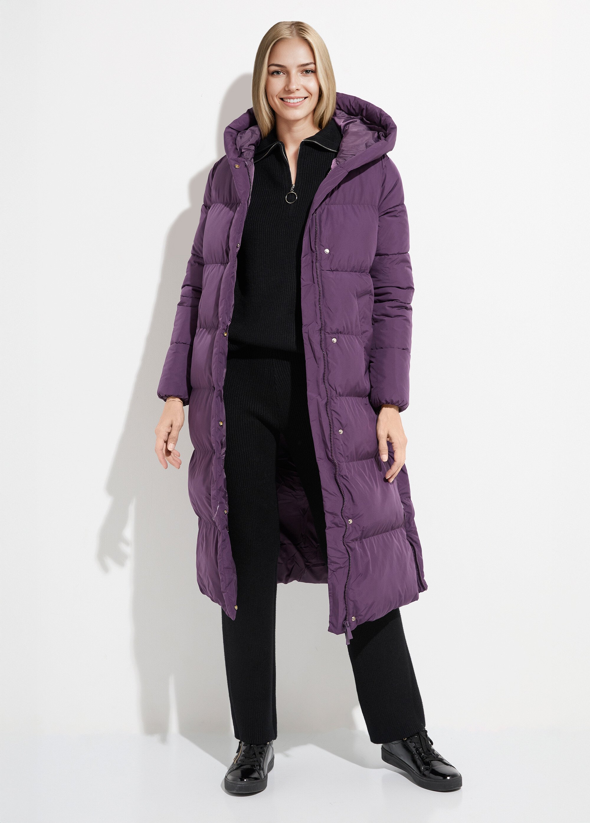 Doudoune extra longue chaude à capuche Femme Violet ATT-AT8389 SF1