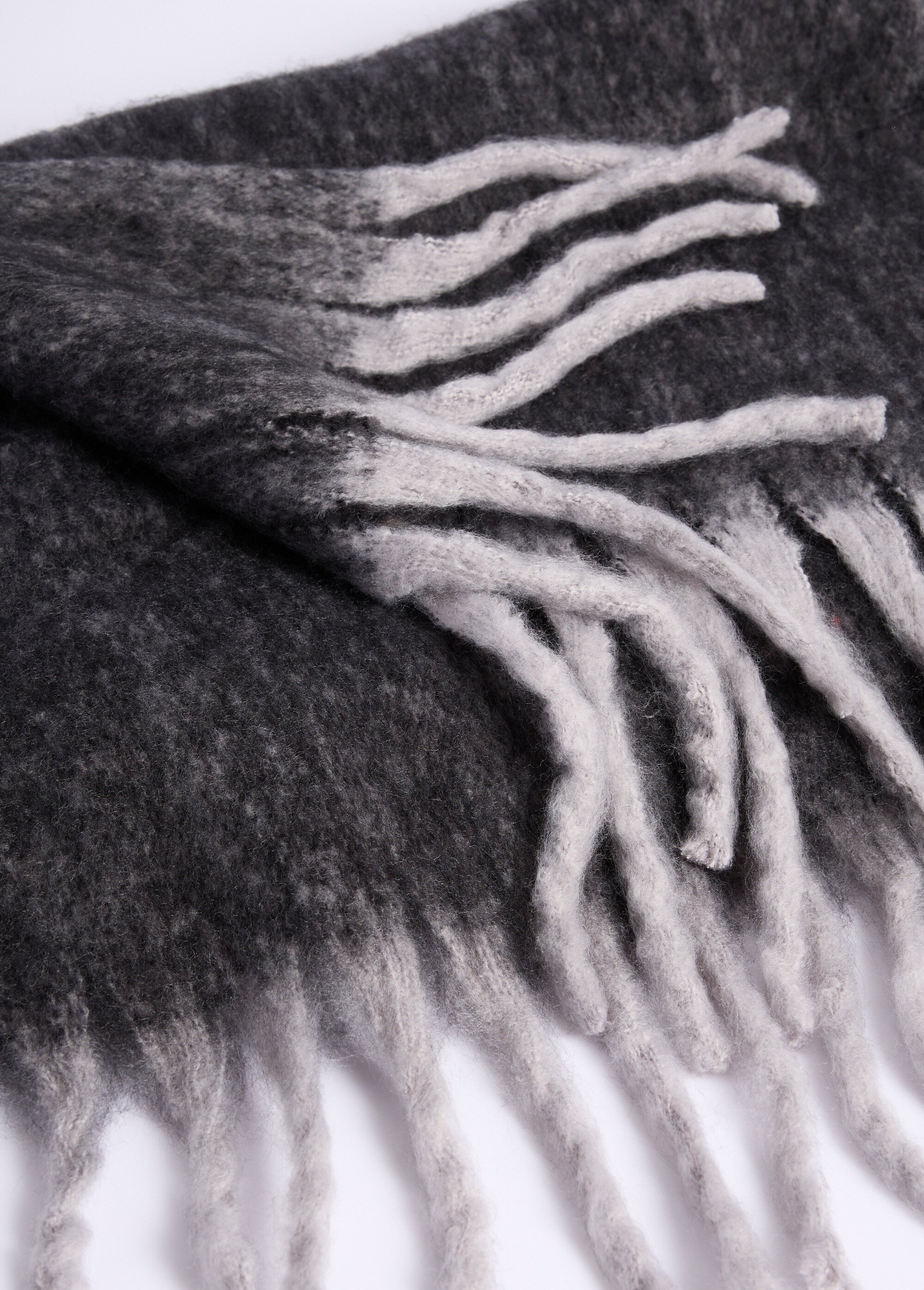 Echarpe douce avec franges contrastées Femme Noir NES180LSW2533 DE1