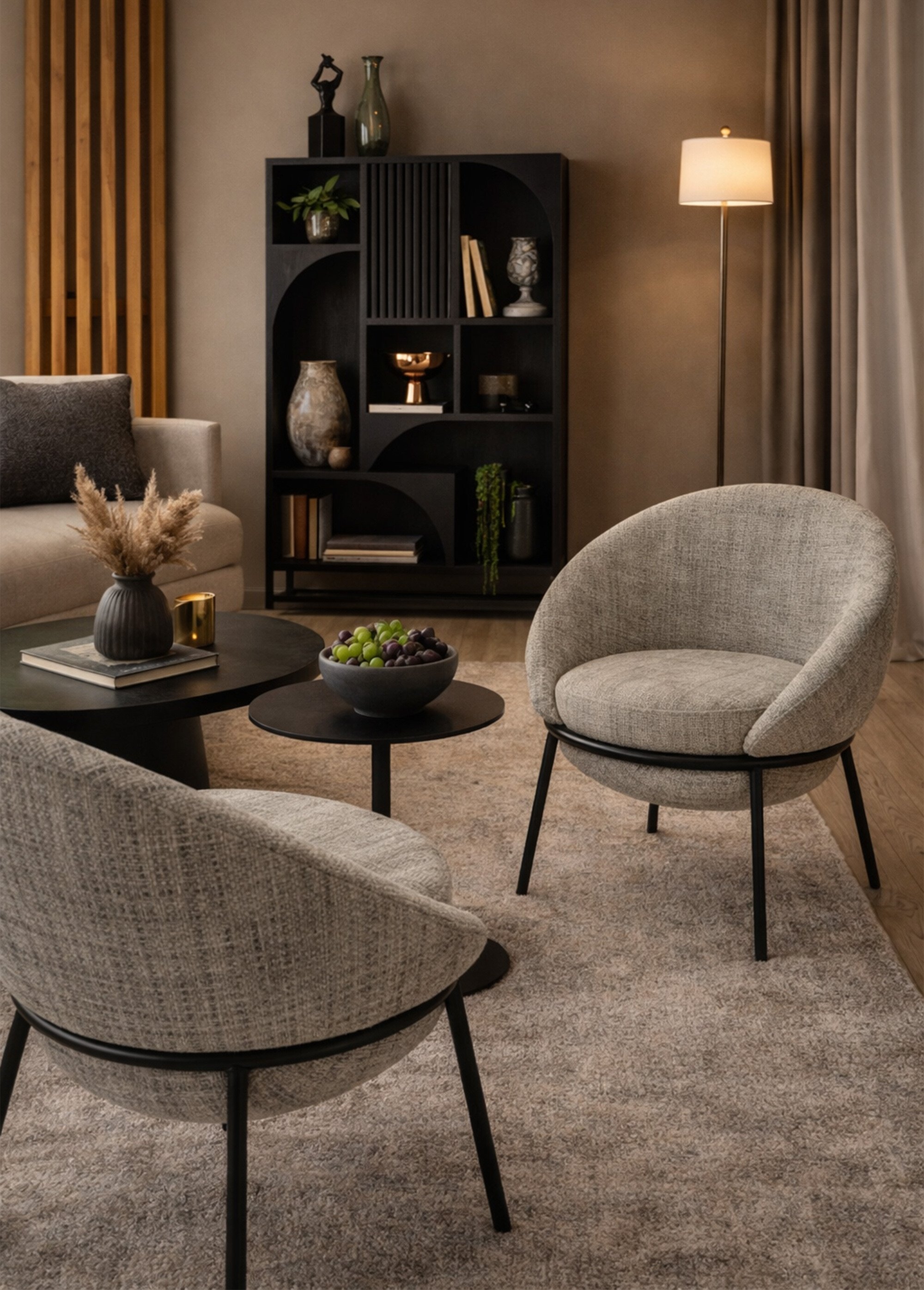 Fauteuil de salon chiné pieds métal, 1G GRIS JP-55773 SI1