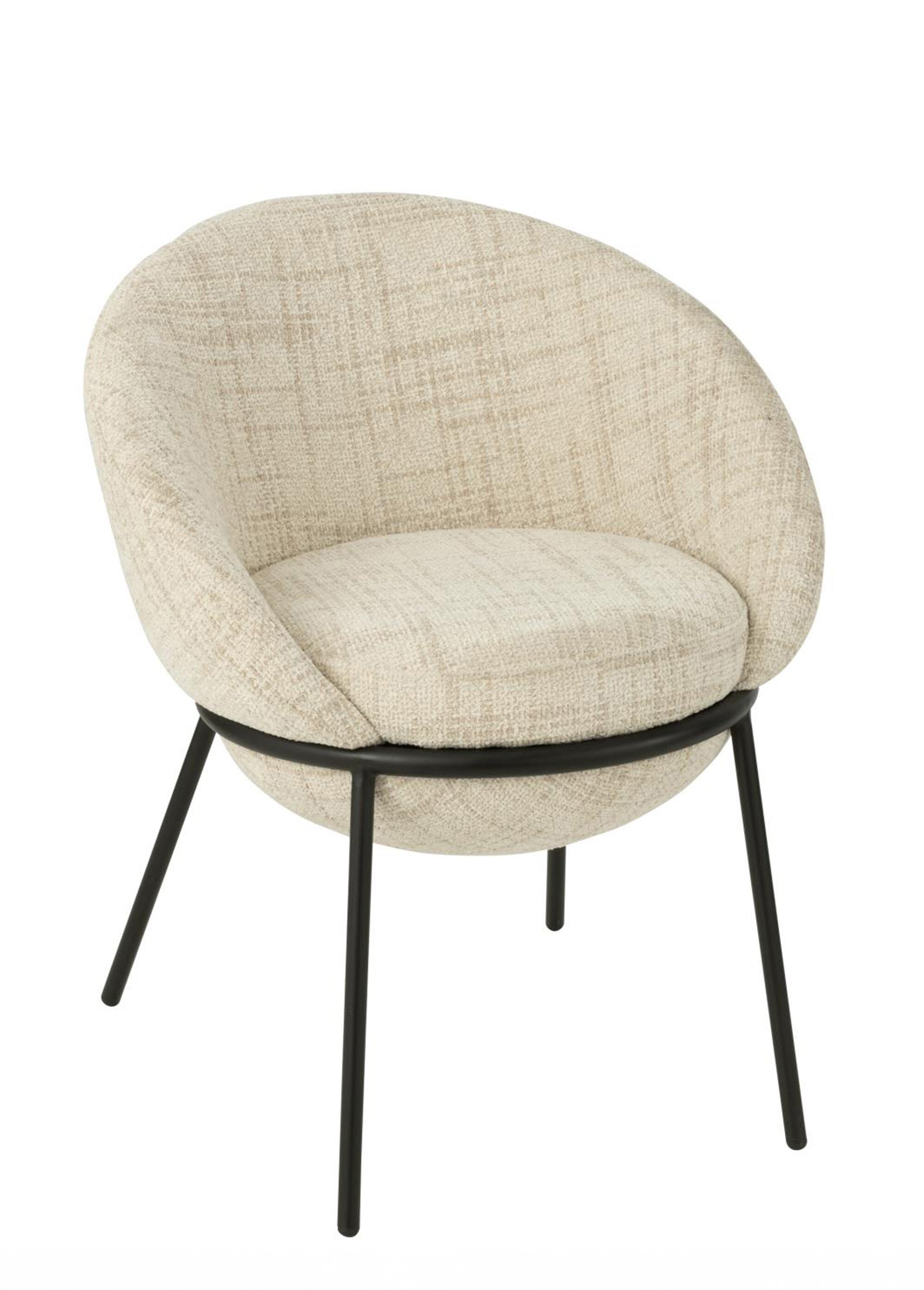 Fauteuil de salon chiné pieds métal, 3B BEIGE JP-55770 FA1