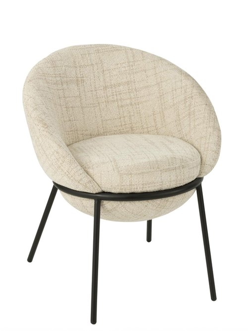 Fauteuil de salon chiné pieds métal, 3B BEIGE JP-55770 FA1