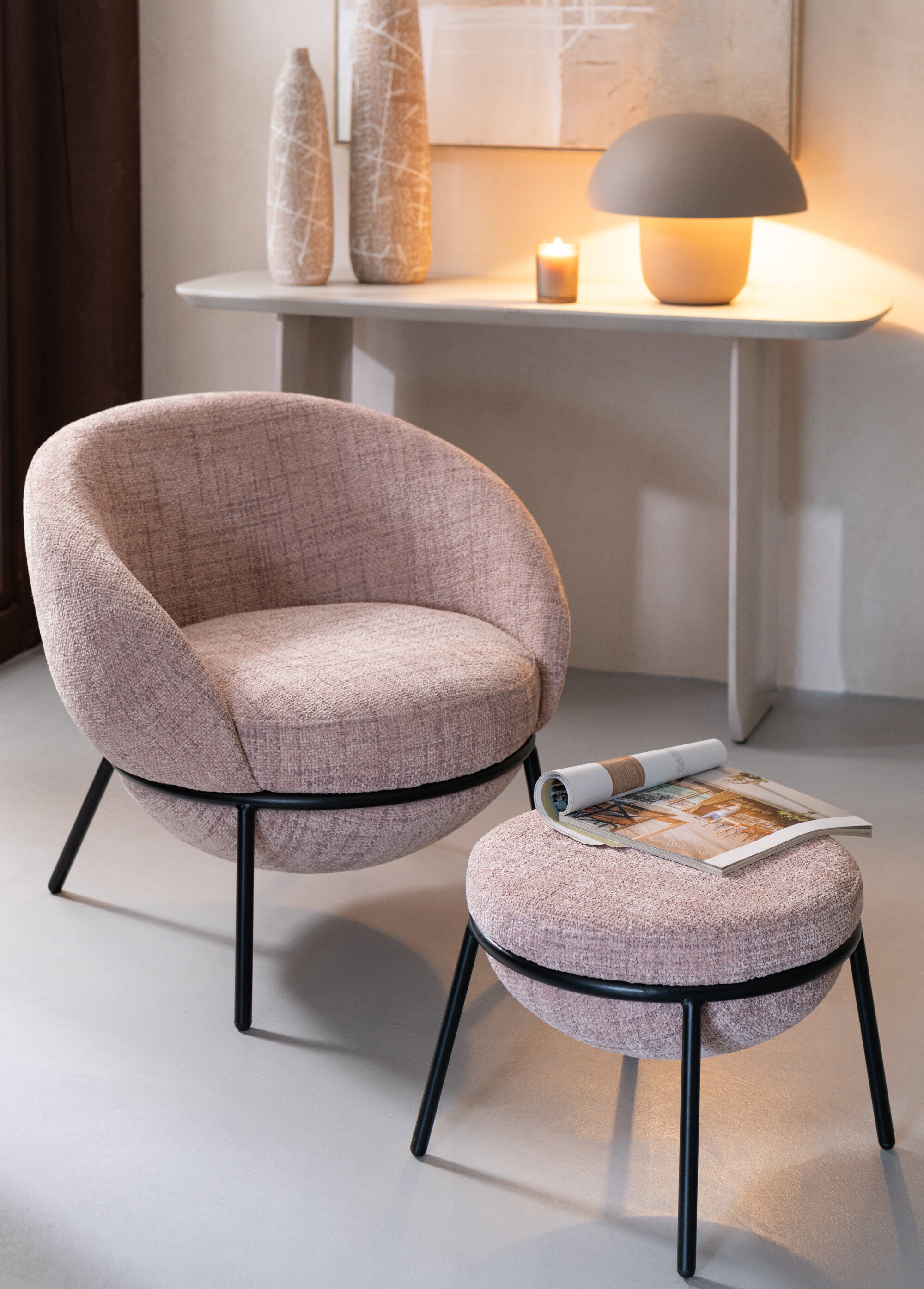 Fauteuil repos tissu + repose pieds 2R ROSE JP-55778 SI1