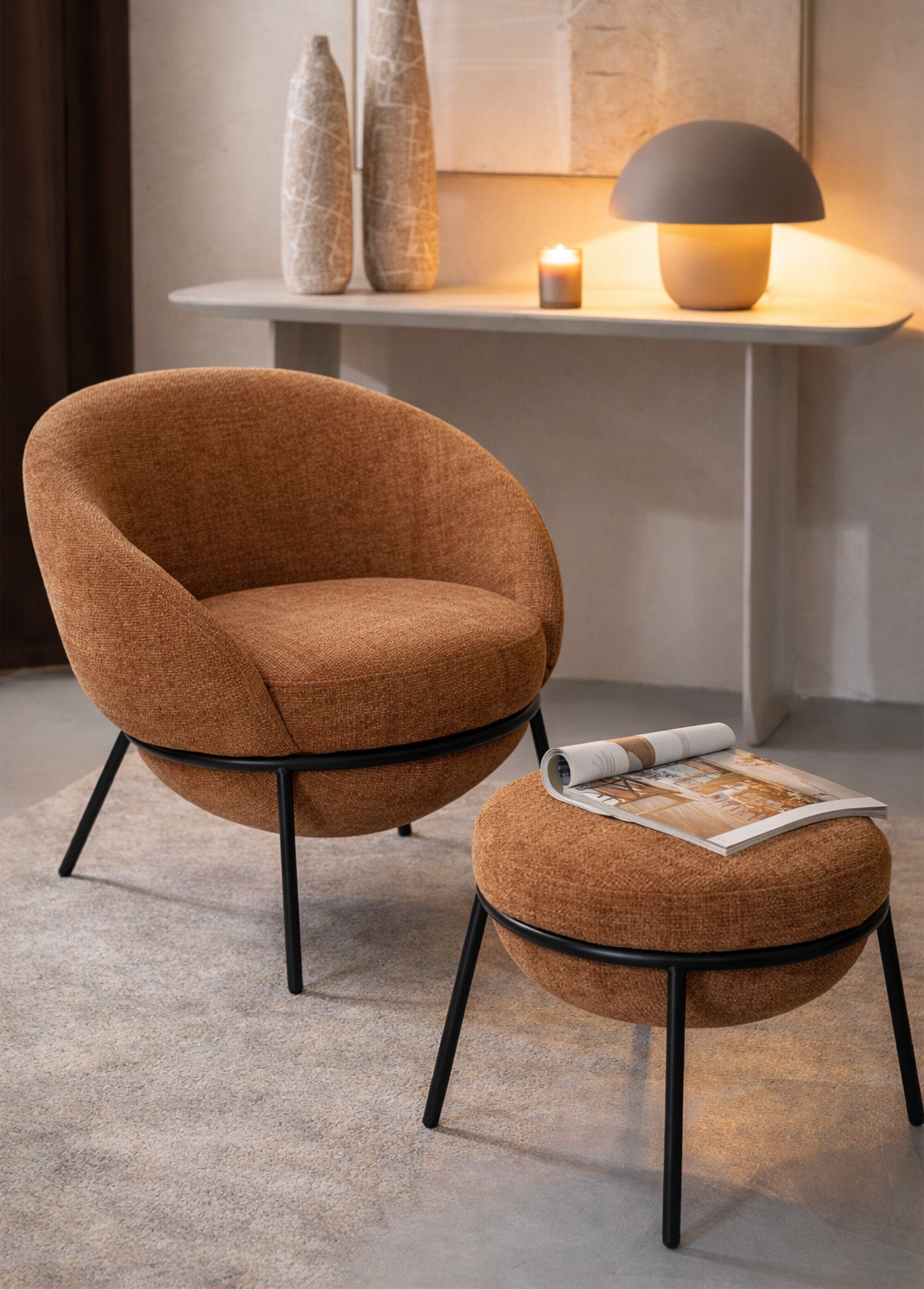 Fauteuil repos tissu + repose pieds 3M MARRON JP-55781 SI1