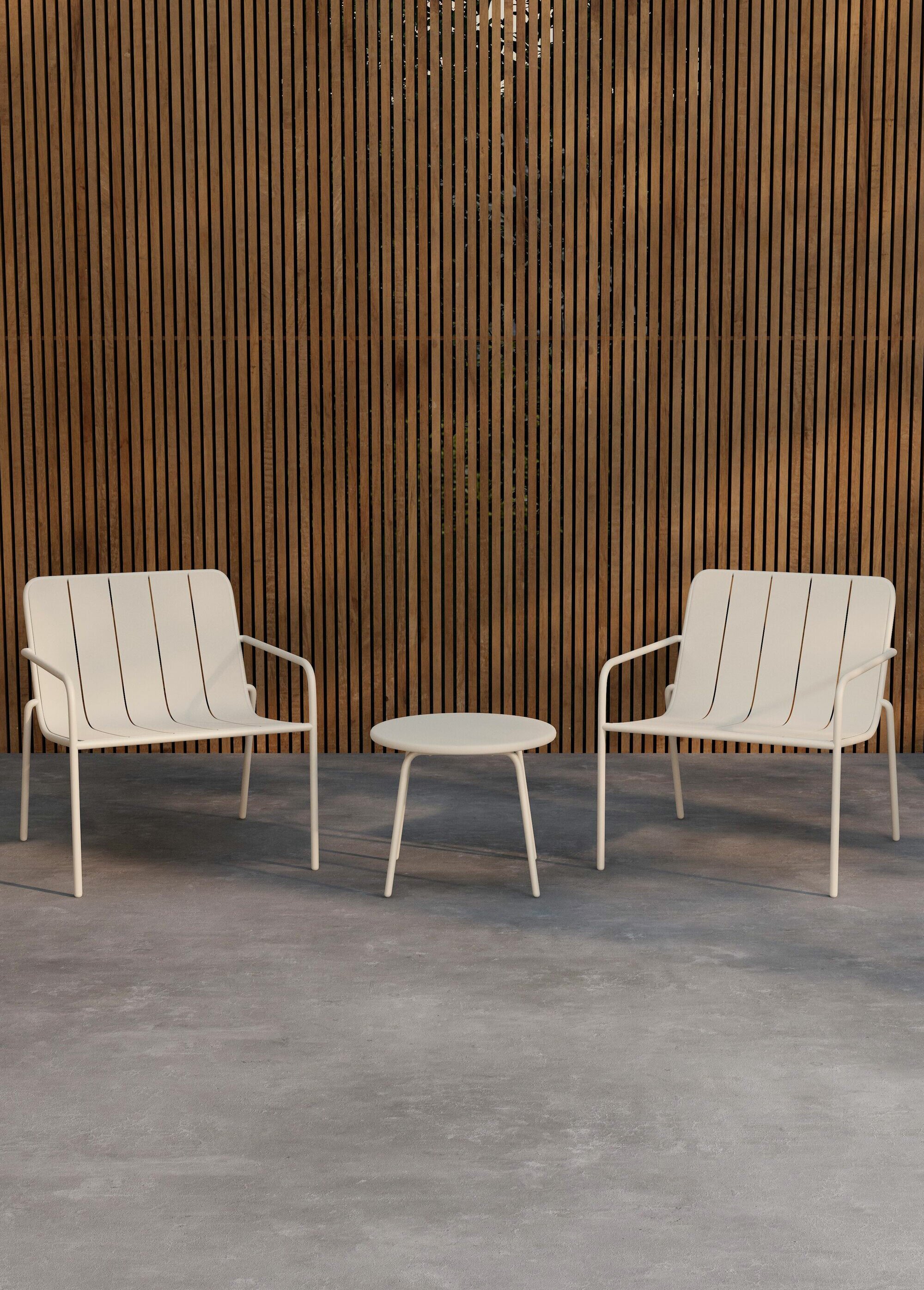 Fauteuils outdoor acier rainuré + Table BEIGE VEN-9879-000 SI1