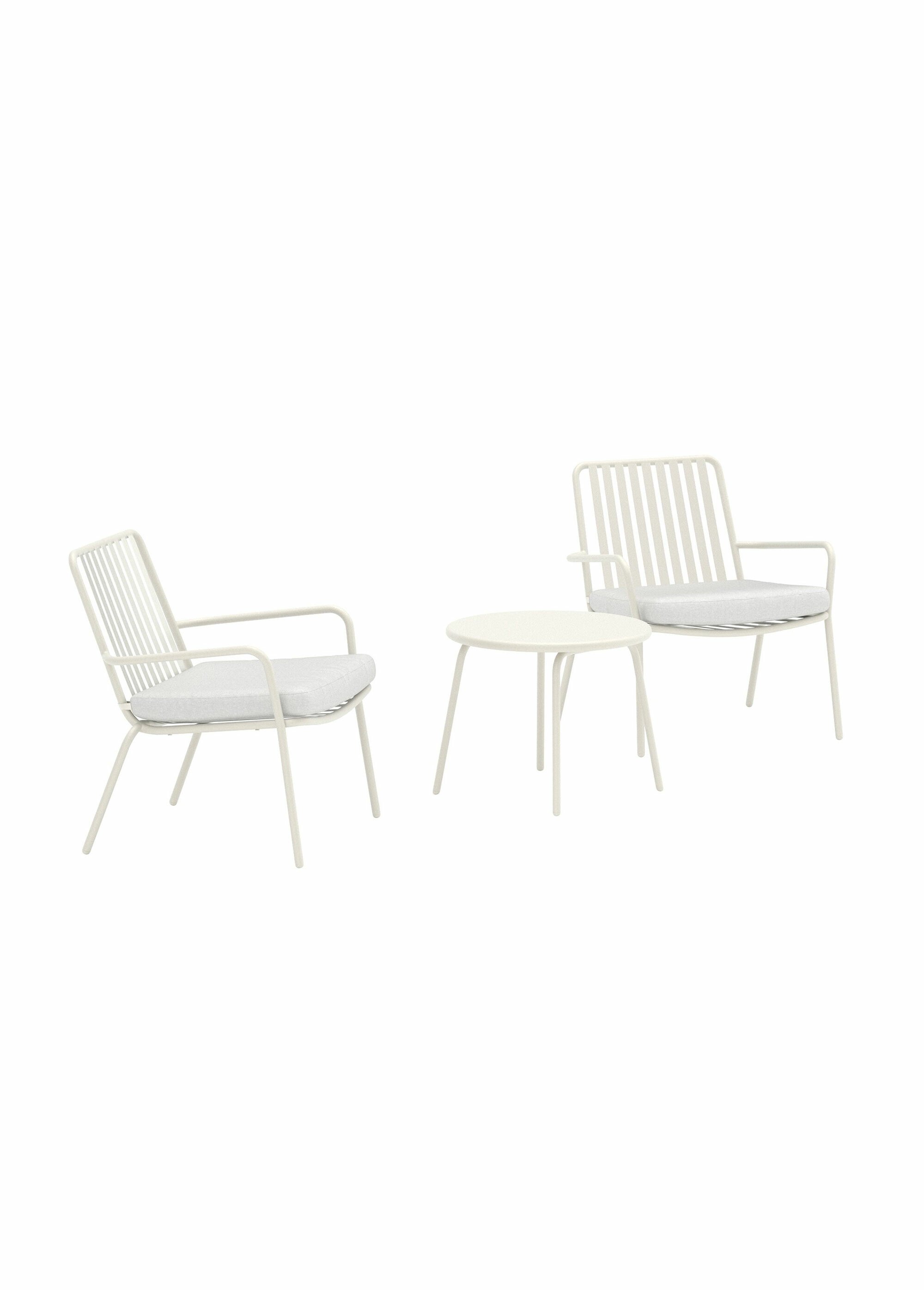 Set de jardin acier 2 Fauteuils + Table BEIGE VEN-9878-103 FA1