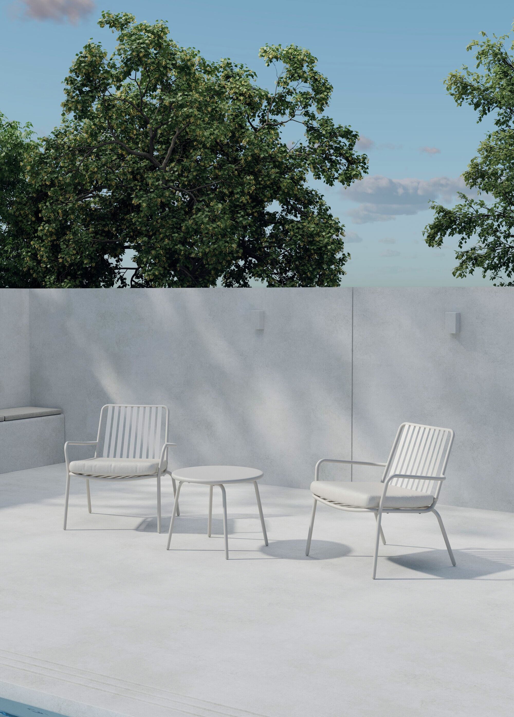 Set de jardin acier 2 Fauteuils + Table BEIGE VEN-9878-103 SI1