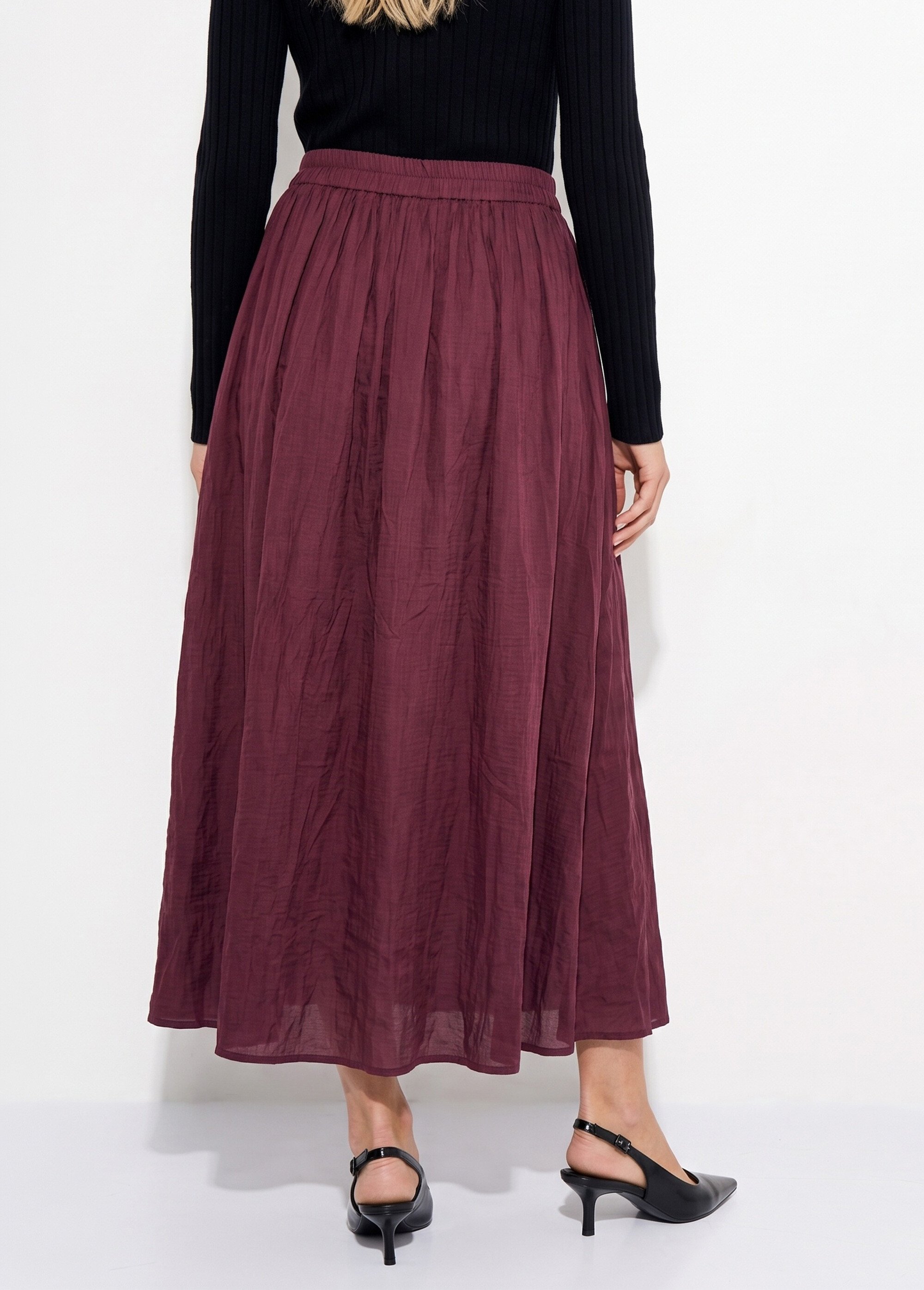 Jupe longue fluide, taille élastiquée Femme Rouge IA-C2273 DO1