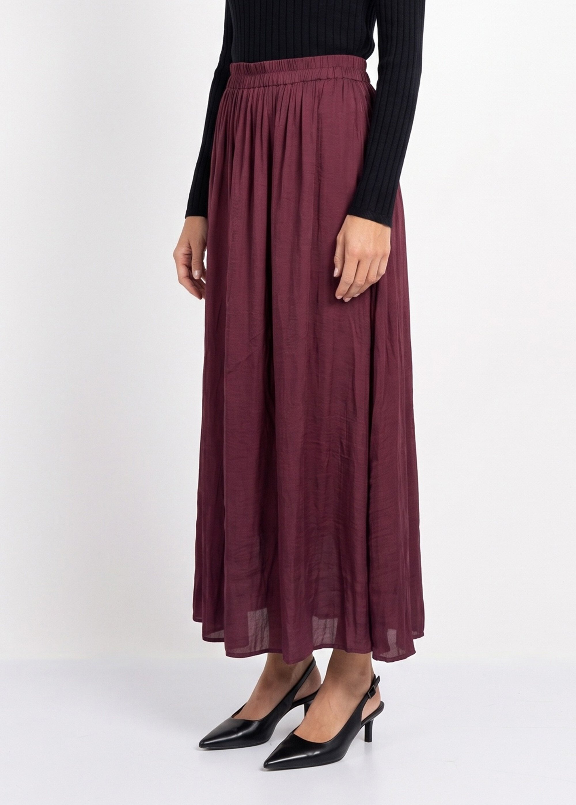 Jupe longue fluide, taille élastiquée Femme Rouge IA-C2273 DR1