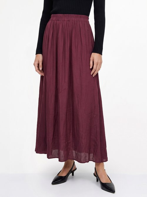 Jupe longue fluide, taille élastiquée Femme Rouge IA-C2273 FA1