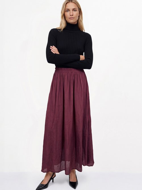 Jupe longue fluide, taille élastiquée Femme Rouge IA-C2273 SI1
