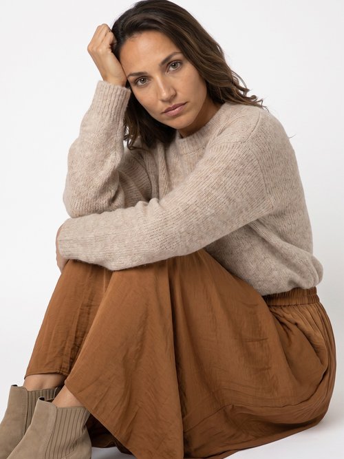 Jupe longue fluide, taille élastiquée Femme Marron IA-C2273 MV1