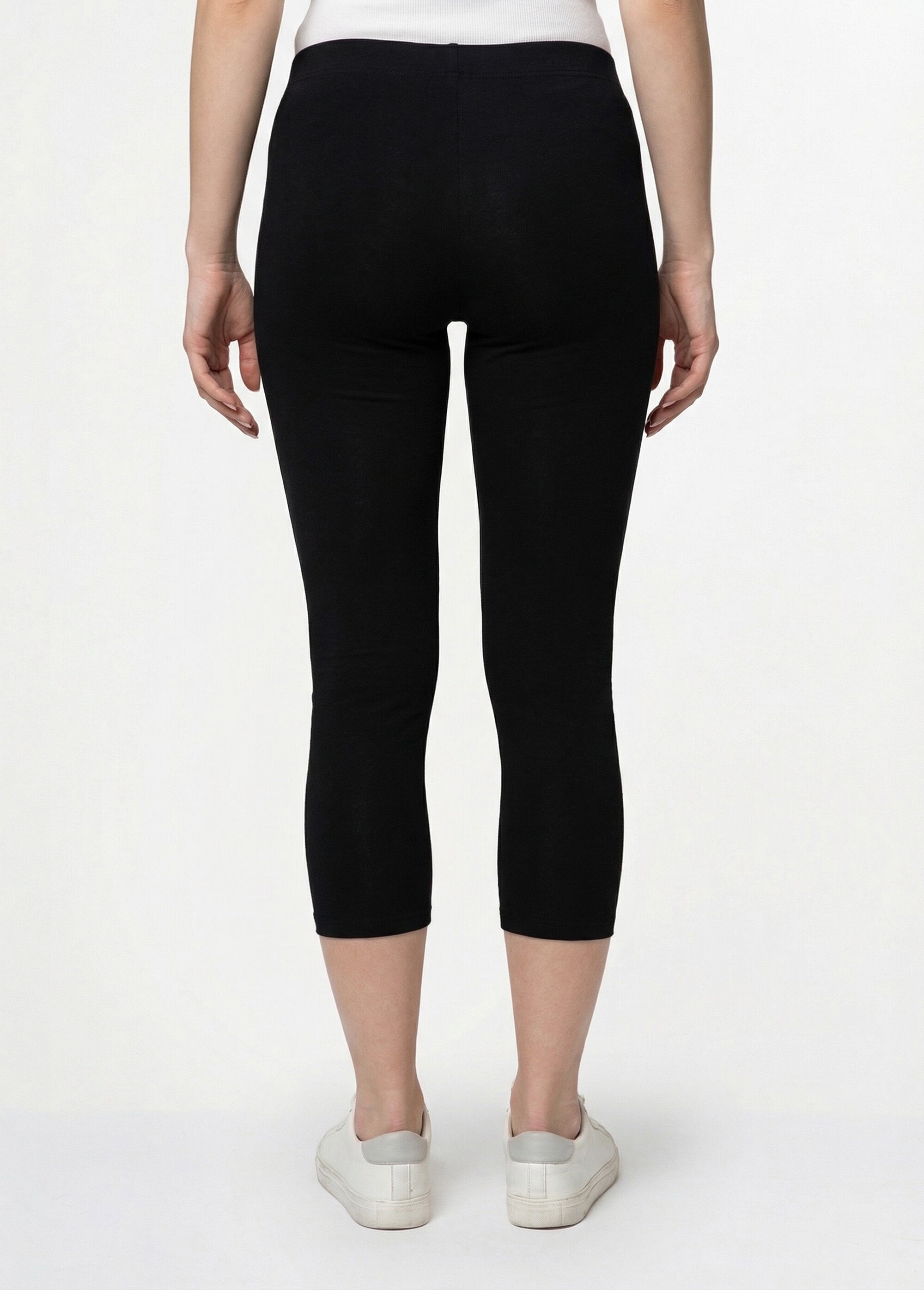 Legging court ceinture élastiqué bas brodés Femme Noir NESSA DO1