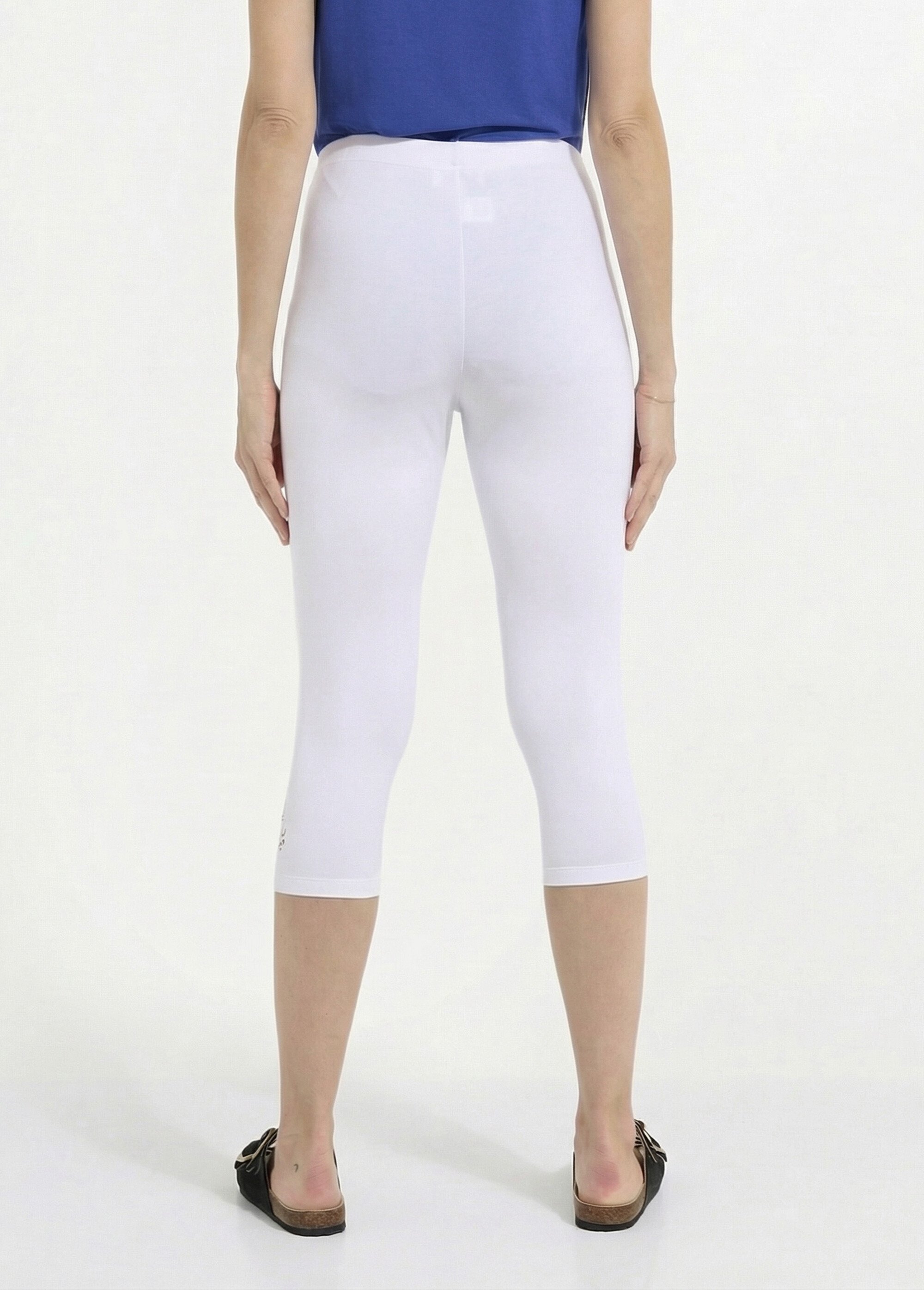 Legging court ceinture élastiqué bas brodés Femme Blanc NESSA DO1