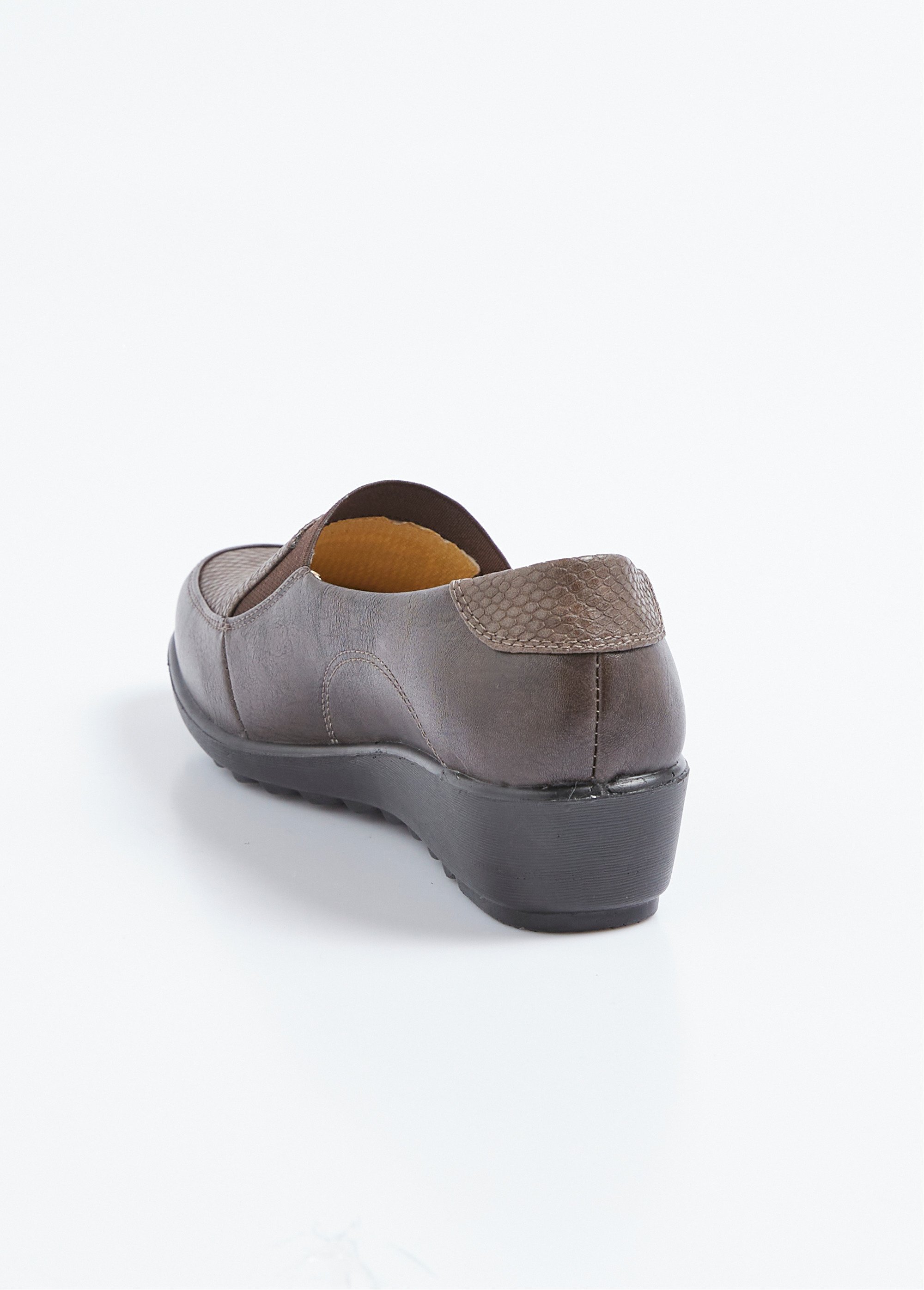 Mocassins élastiqués compensés grande largeur cuir