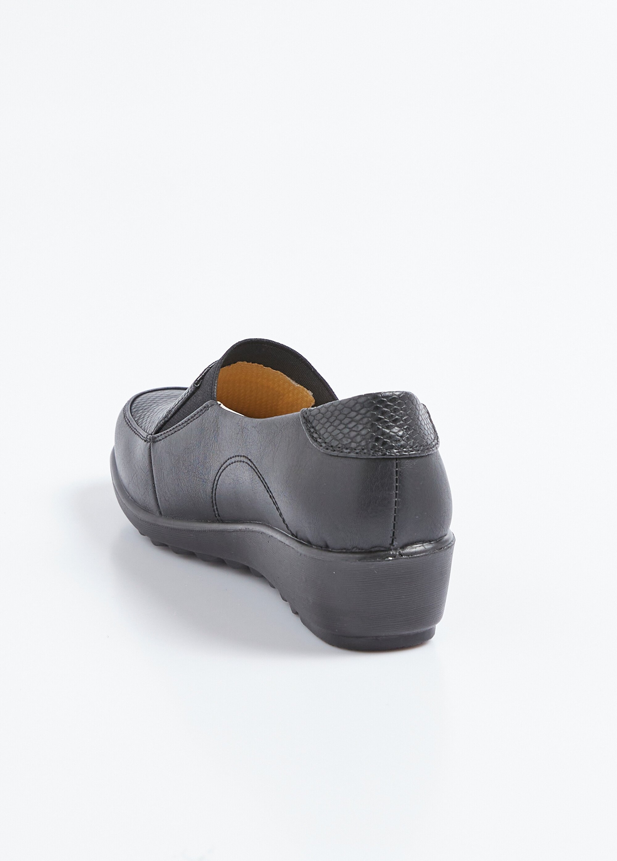 Mocassins élastiqués compensés grande largeur cuir