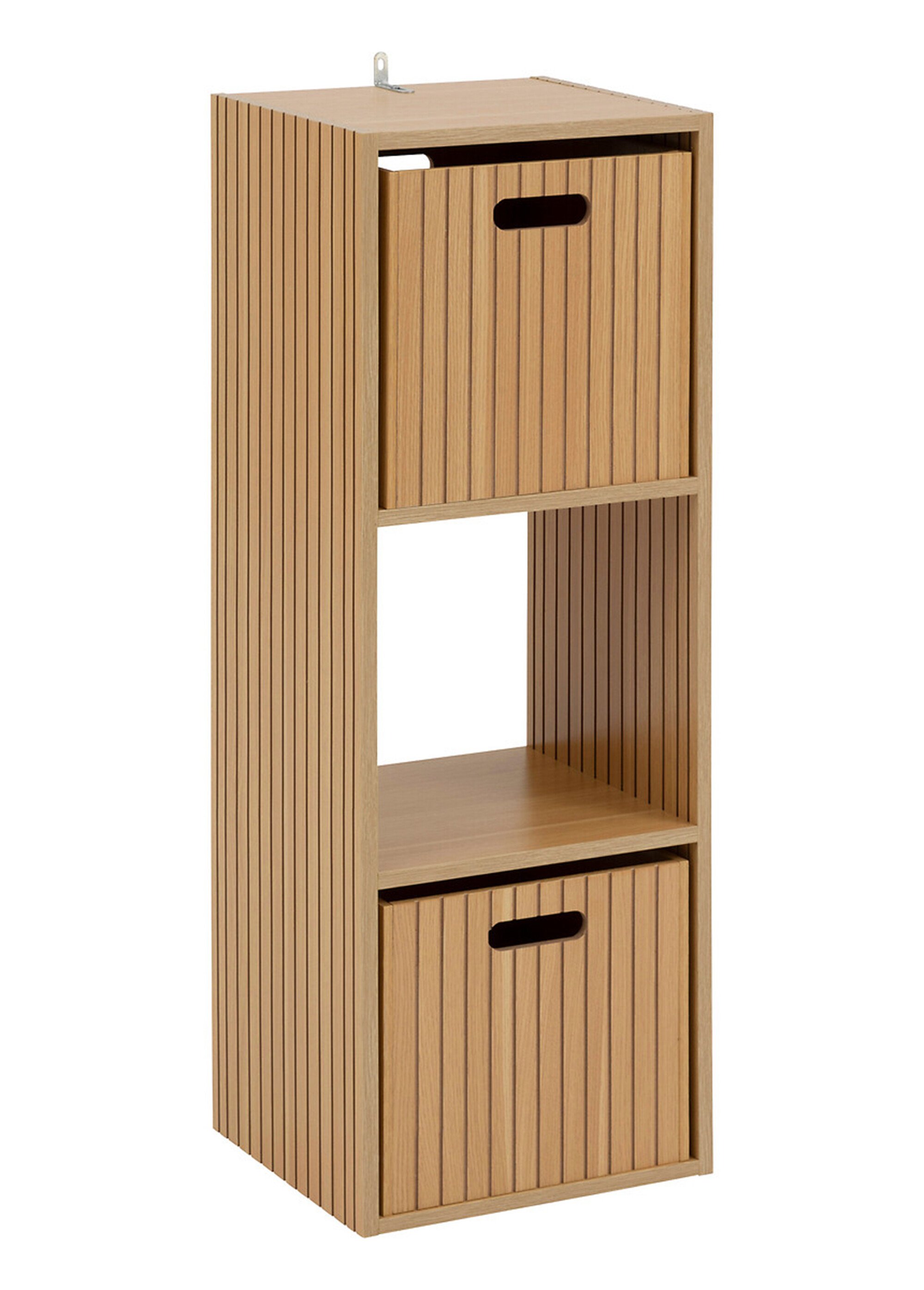 Module 3 cases avec décor bois rainuré MARRON JJA-193620 DE1