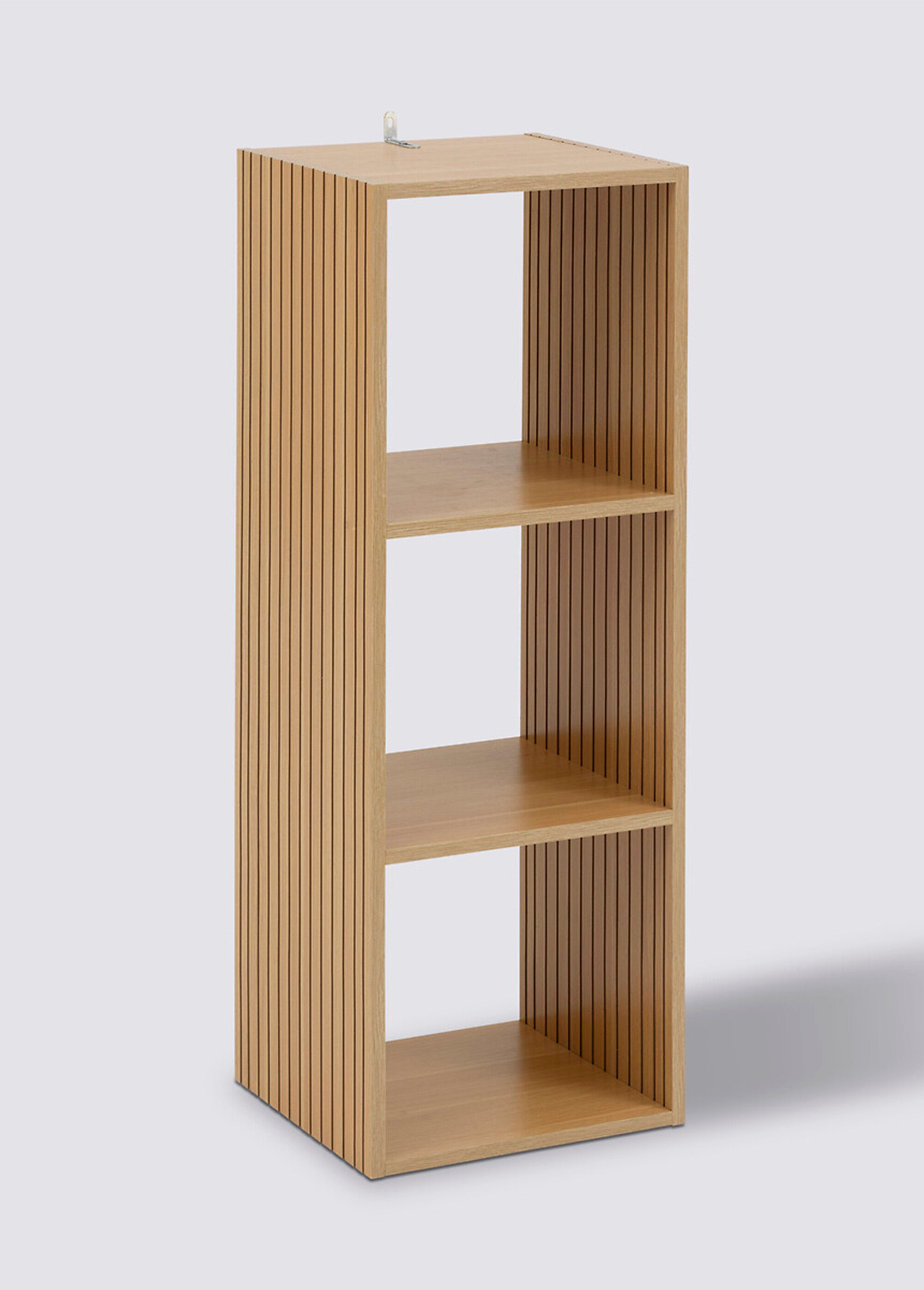 Module 3 cases avec décor bois rainuré