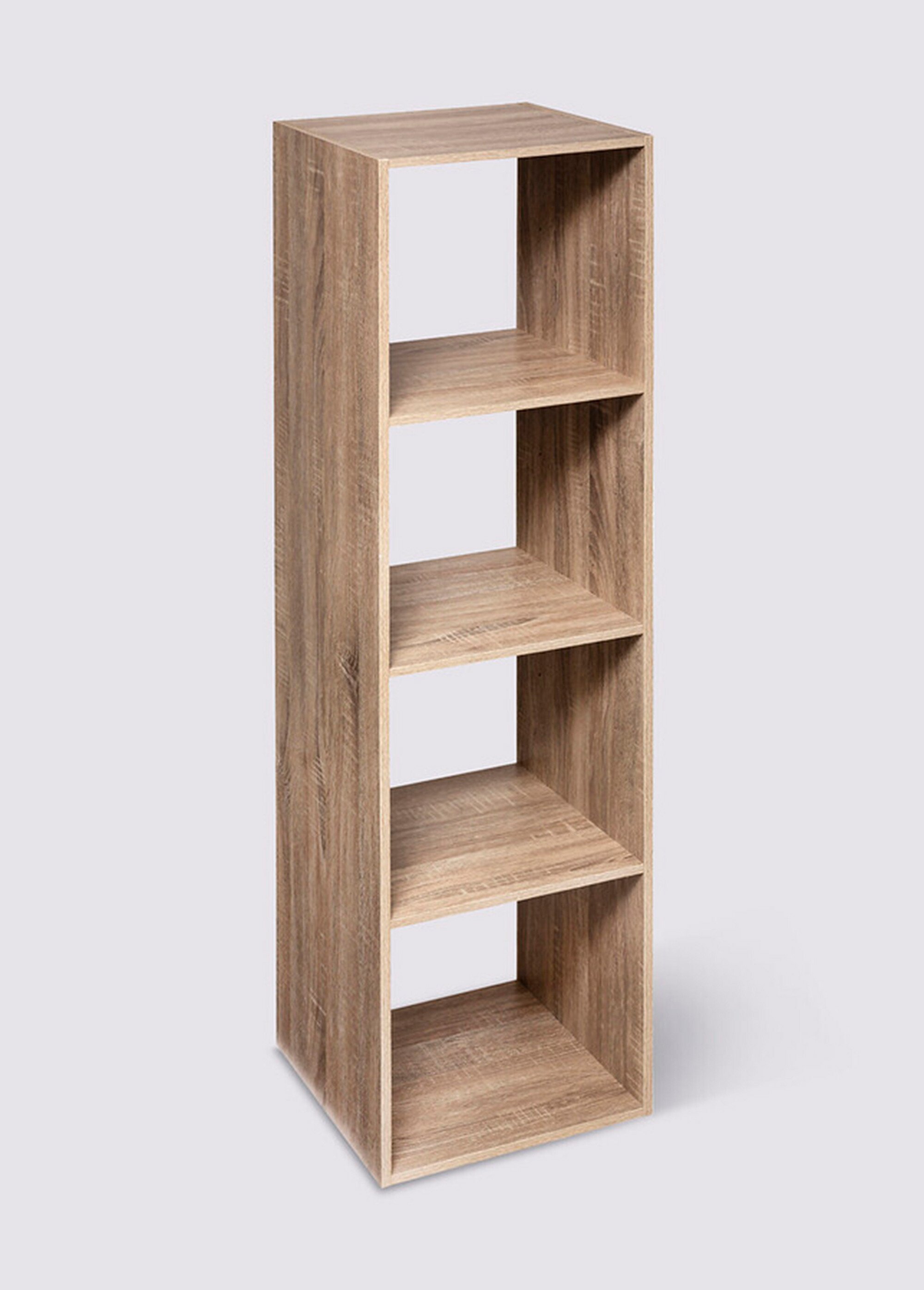 Module étagère 4 cases avec décor bois