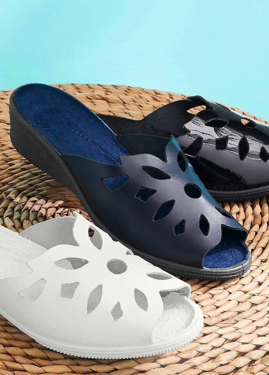 Mules largeur confort cuir