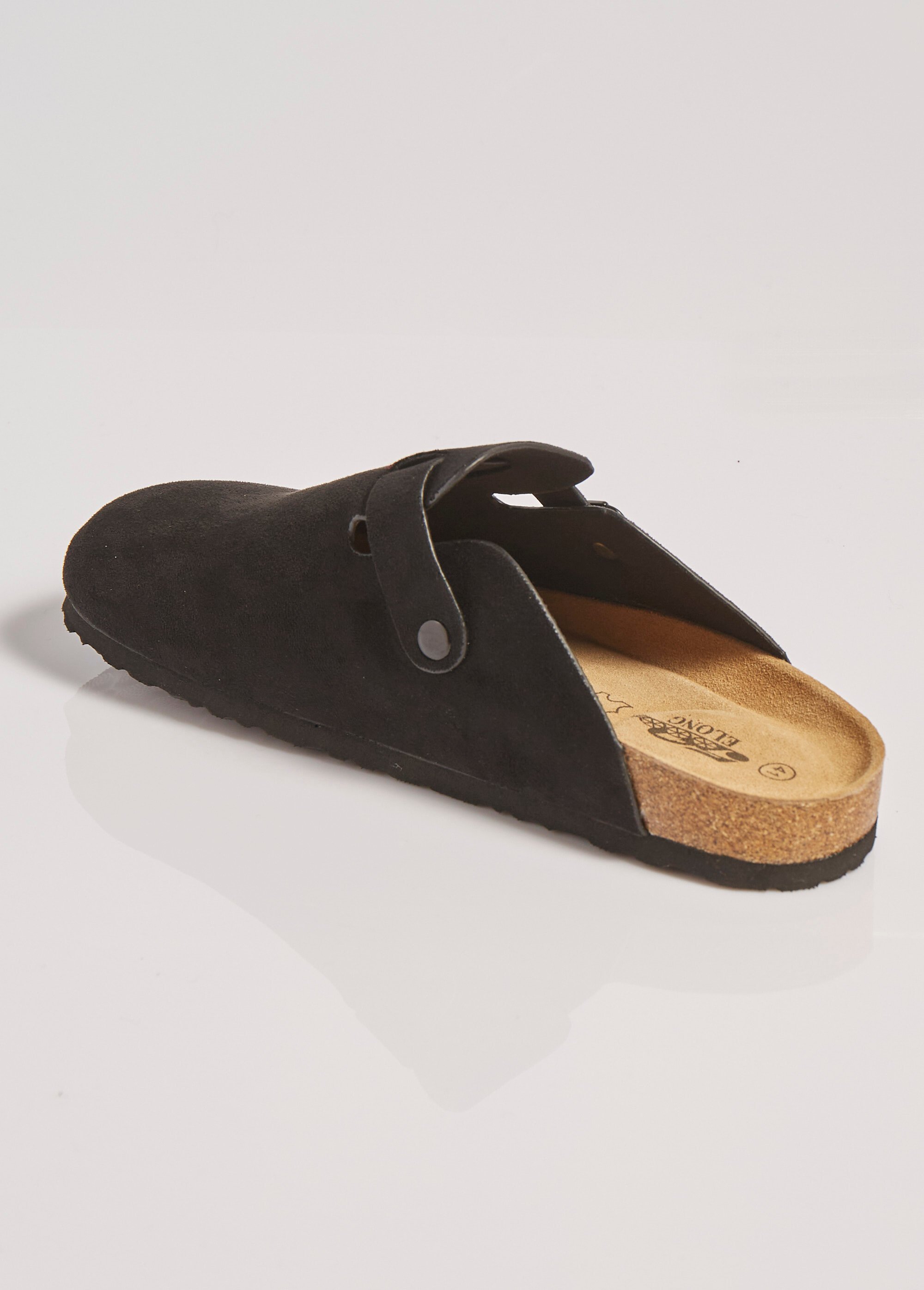 Mules en suédine avec boucle métal