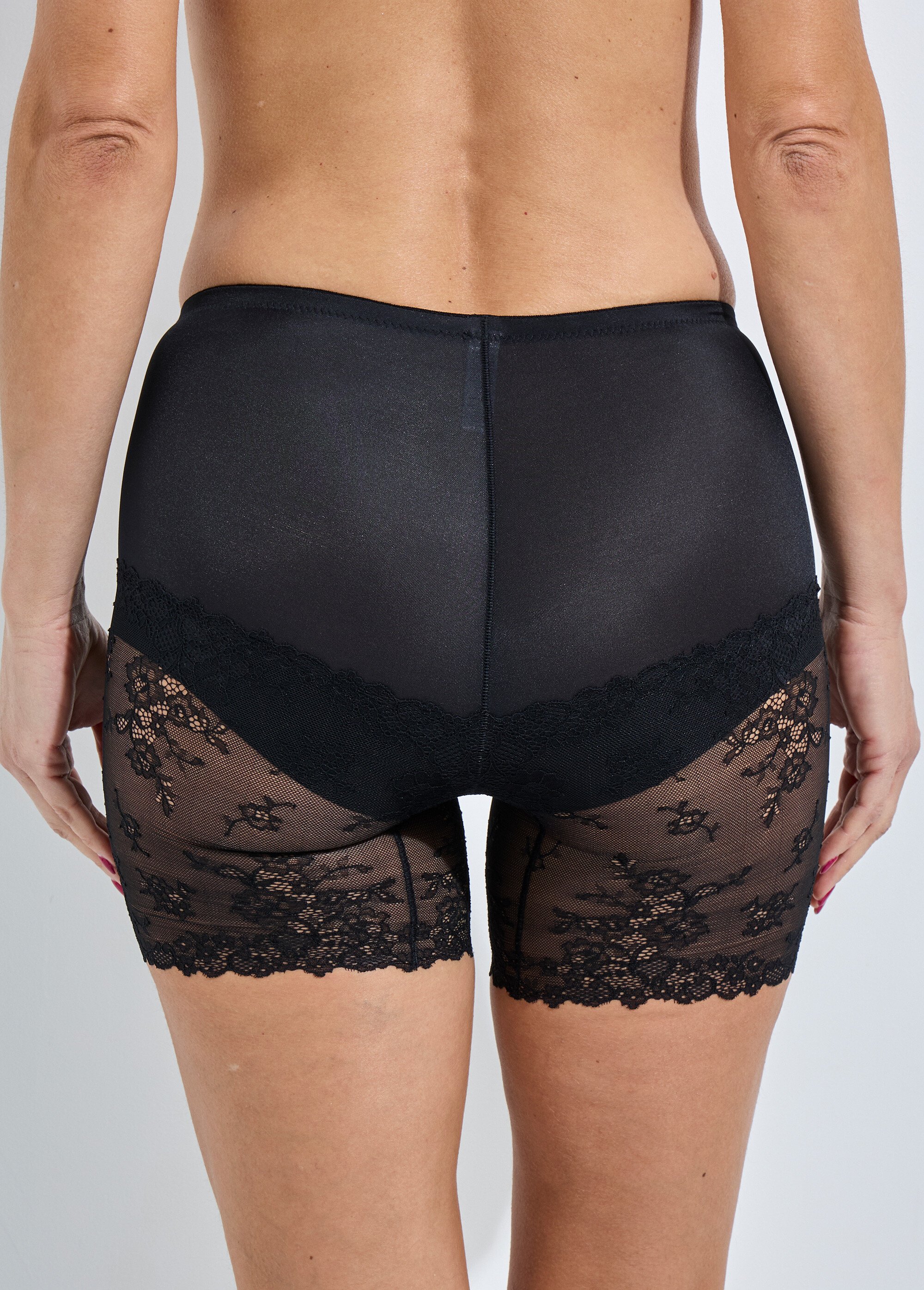Panty gainant microfibre et dentelle anti-frottements Femme Noir VIRAGE DO1