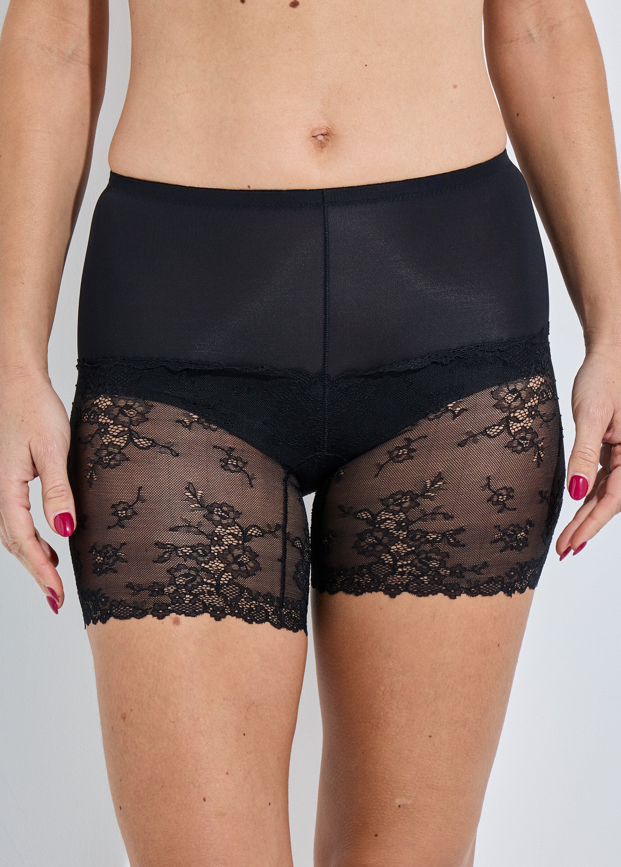 Panty gainant microfibre et dentelle anti-frottements Femme Noir VIRAGE FA1