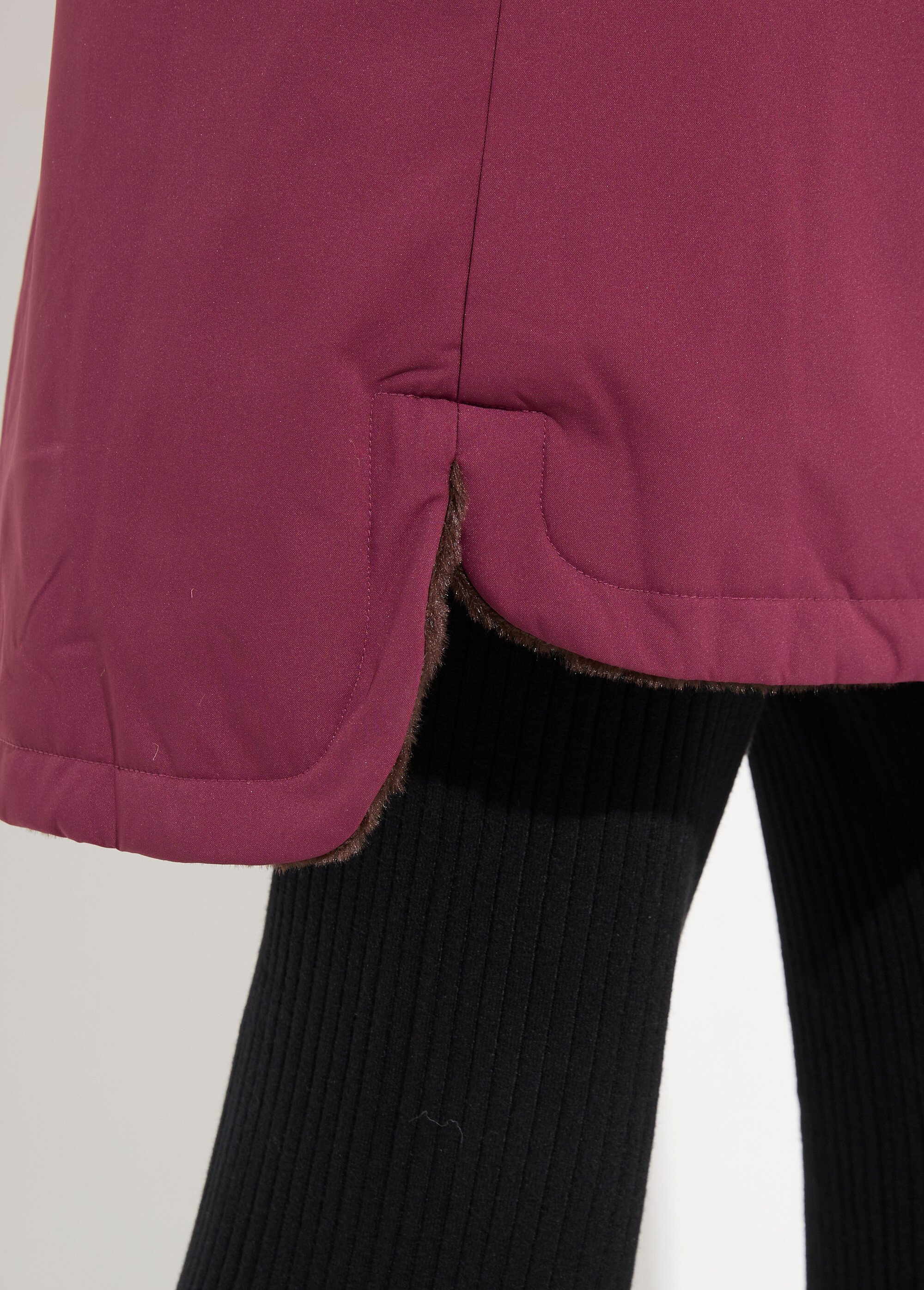 Parka réversible fourrure, avec capuche Femme Rouge ATT-AT8586 DE2