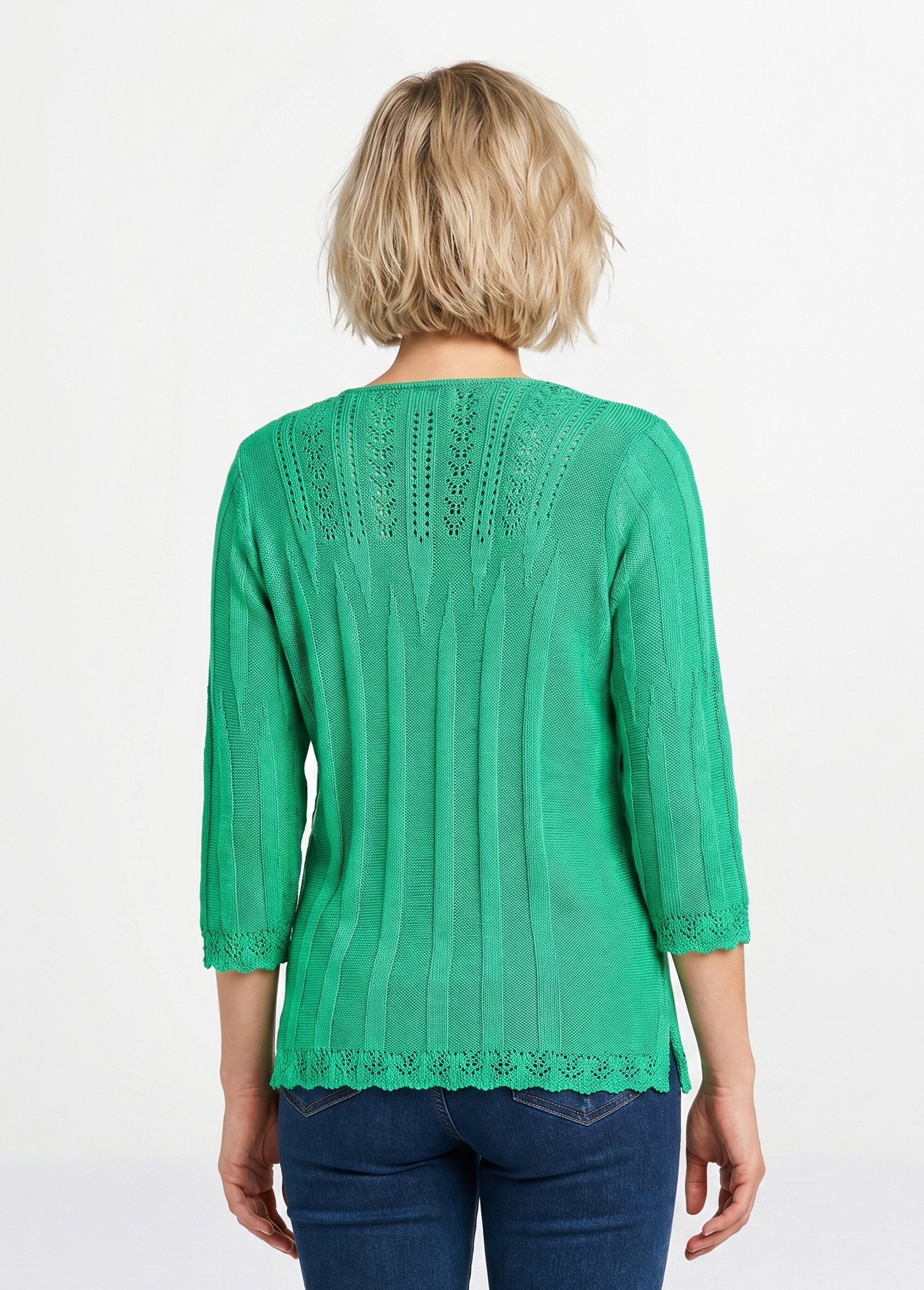 Pull court ajouré col rond Femme Vert MAXENCE DO1