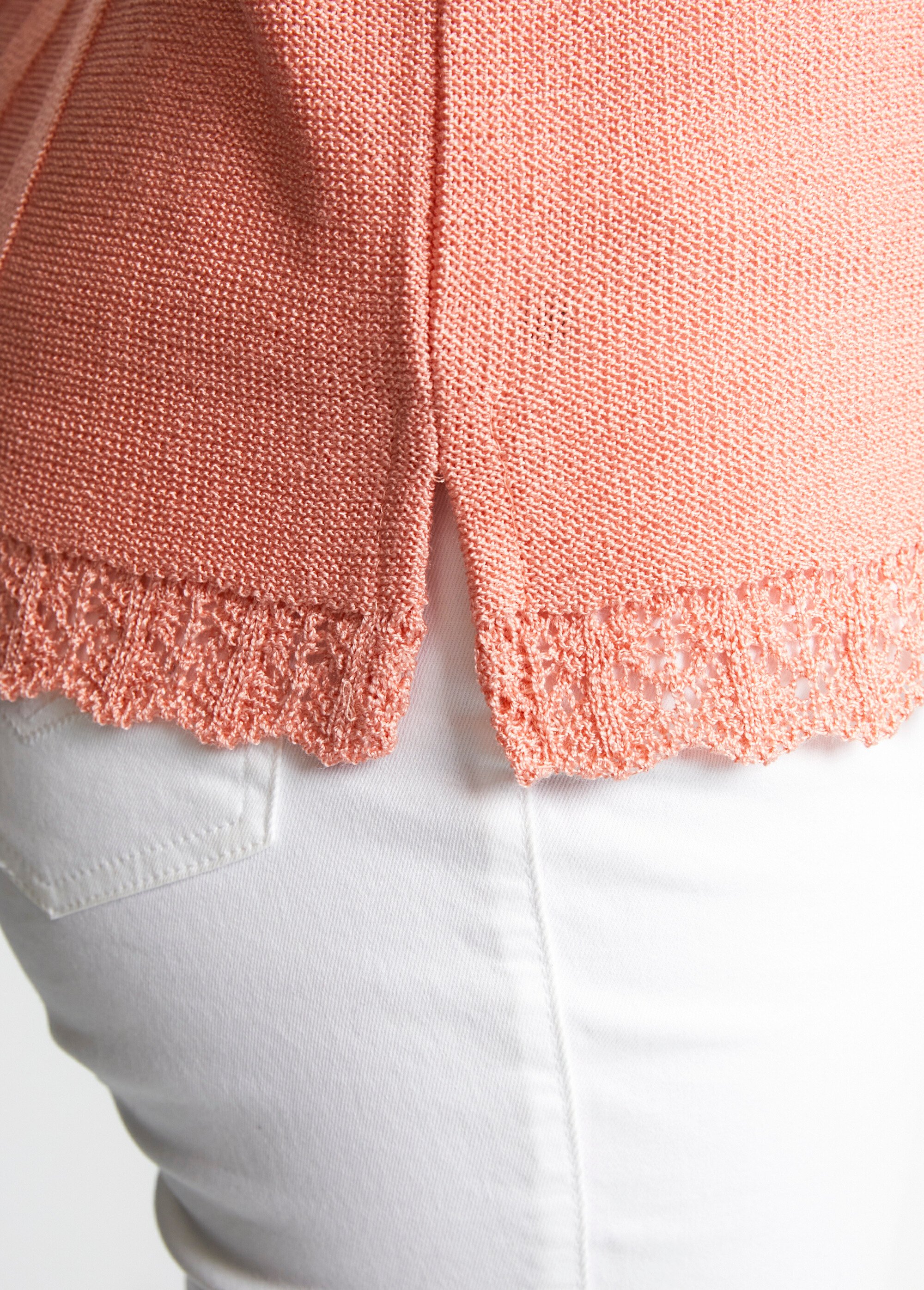 Pull court ajouré col rond Femme Orange MAXENCE DE1