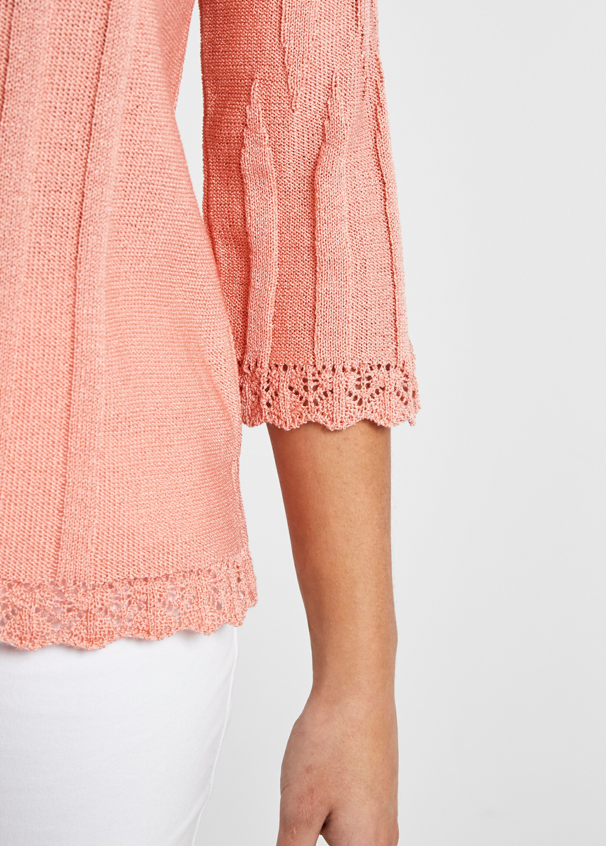 Pull court ajouré col rond Femme Orange MAXENCE DE2